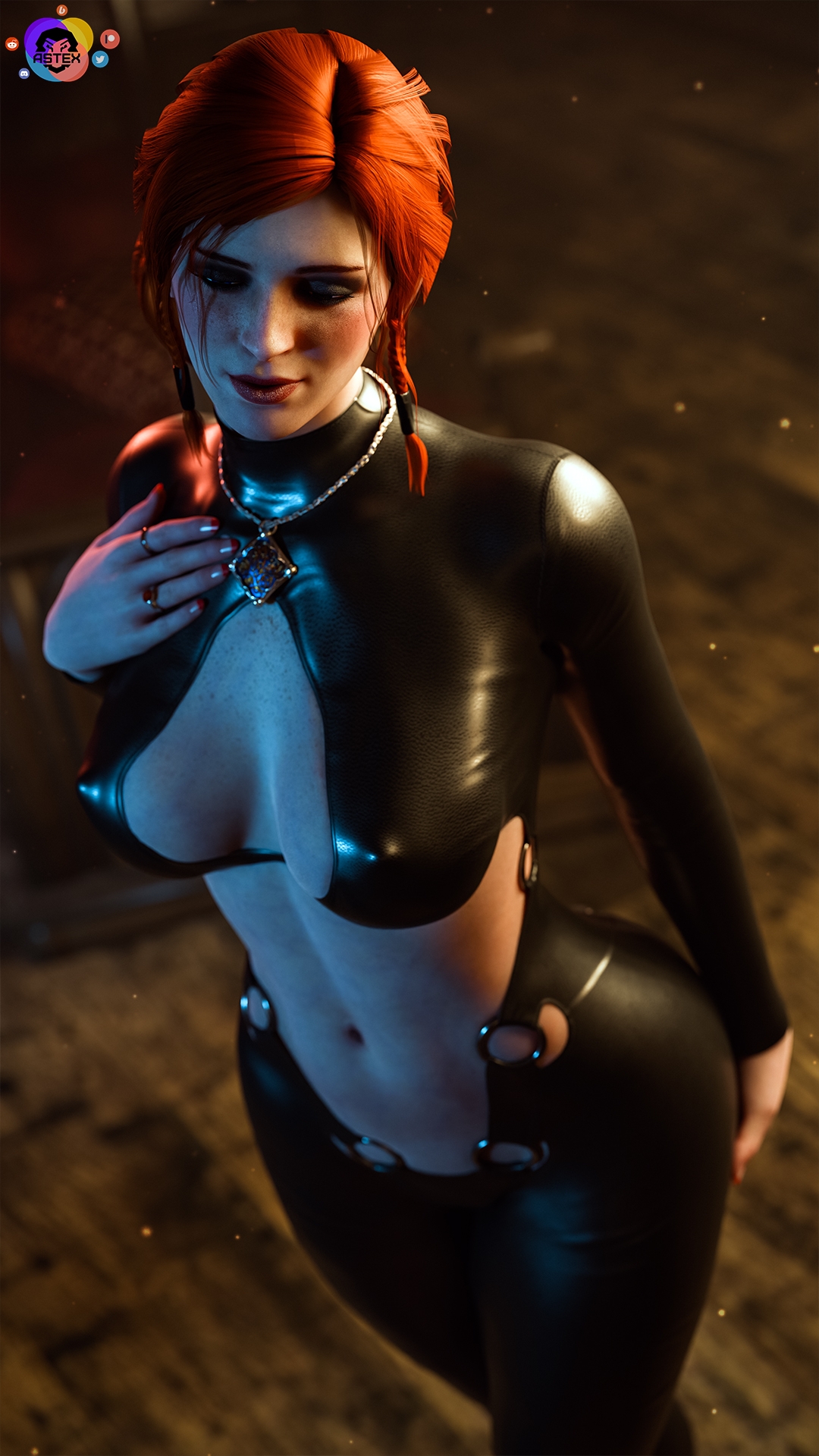 Triss. Sensuality🔥  Do you like girls in latex or tight skin?😏 The Witcher Triss Merigold Nipples Pussy Shaved Pussy Lingerie Boobs Big boobs Big Tits Tits Ass Cake Sexy Horny Face Horny 3d Porn 3