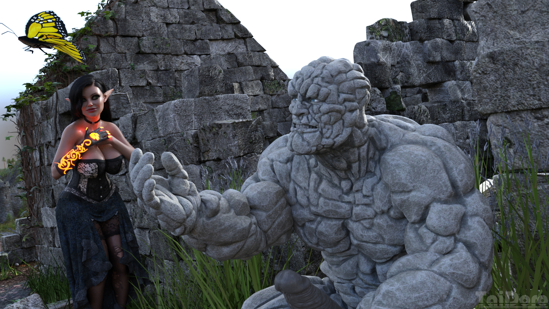 Twelf - Between a cock and a hard place  3dxgirls Nsfw 3dnsfw Fantasy Elf Glamour Monster Monster Cock Big Cock 3