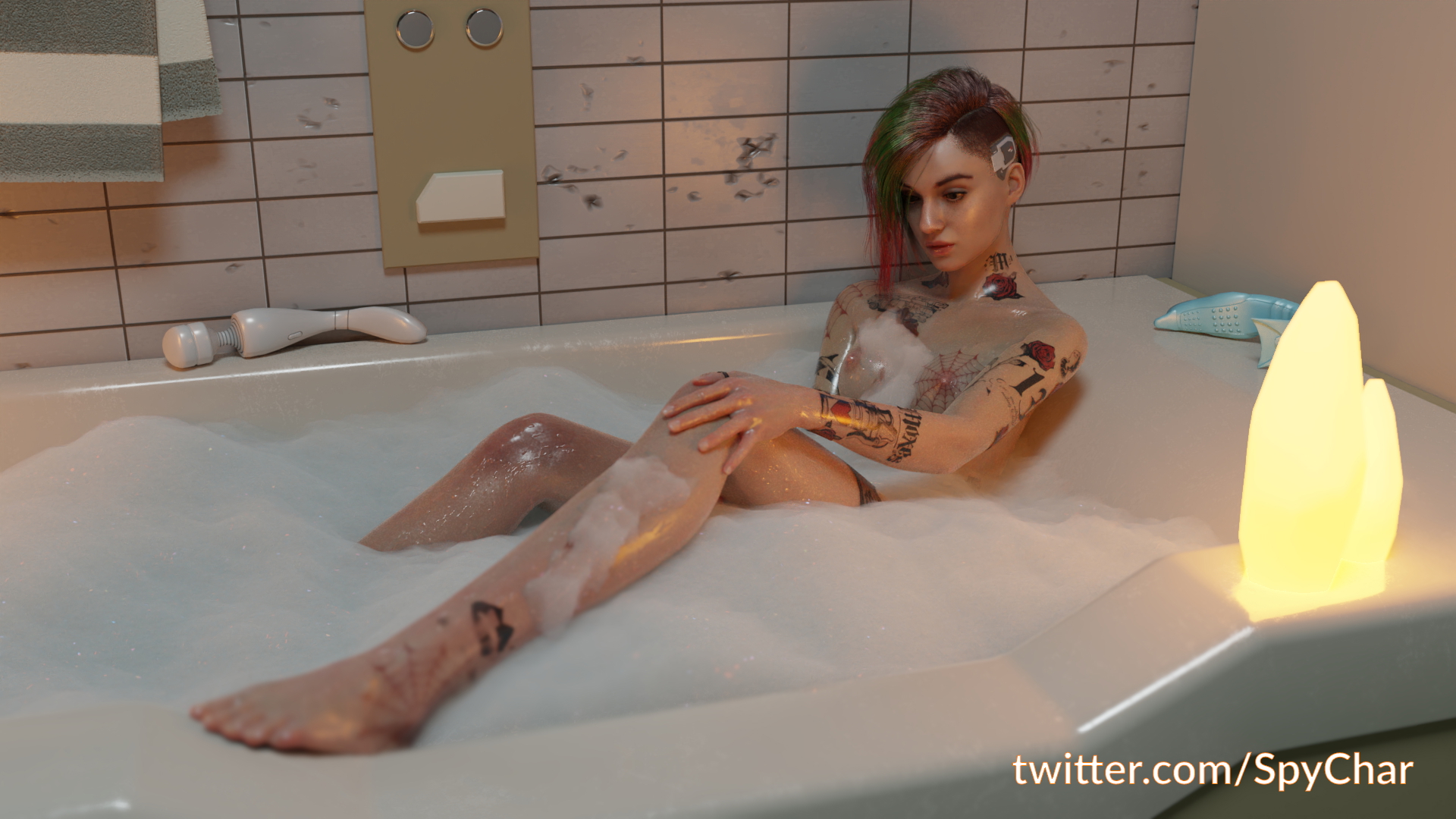 Judy taking a bath Judy Alvarez Cyberpunk