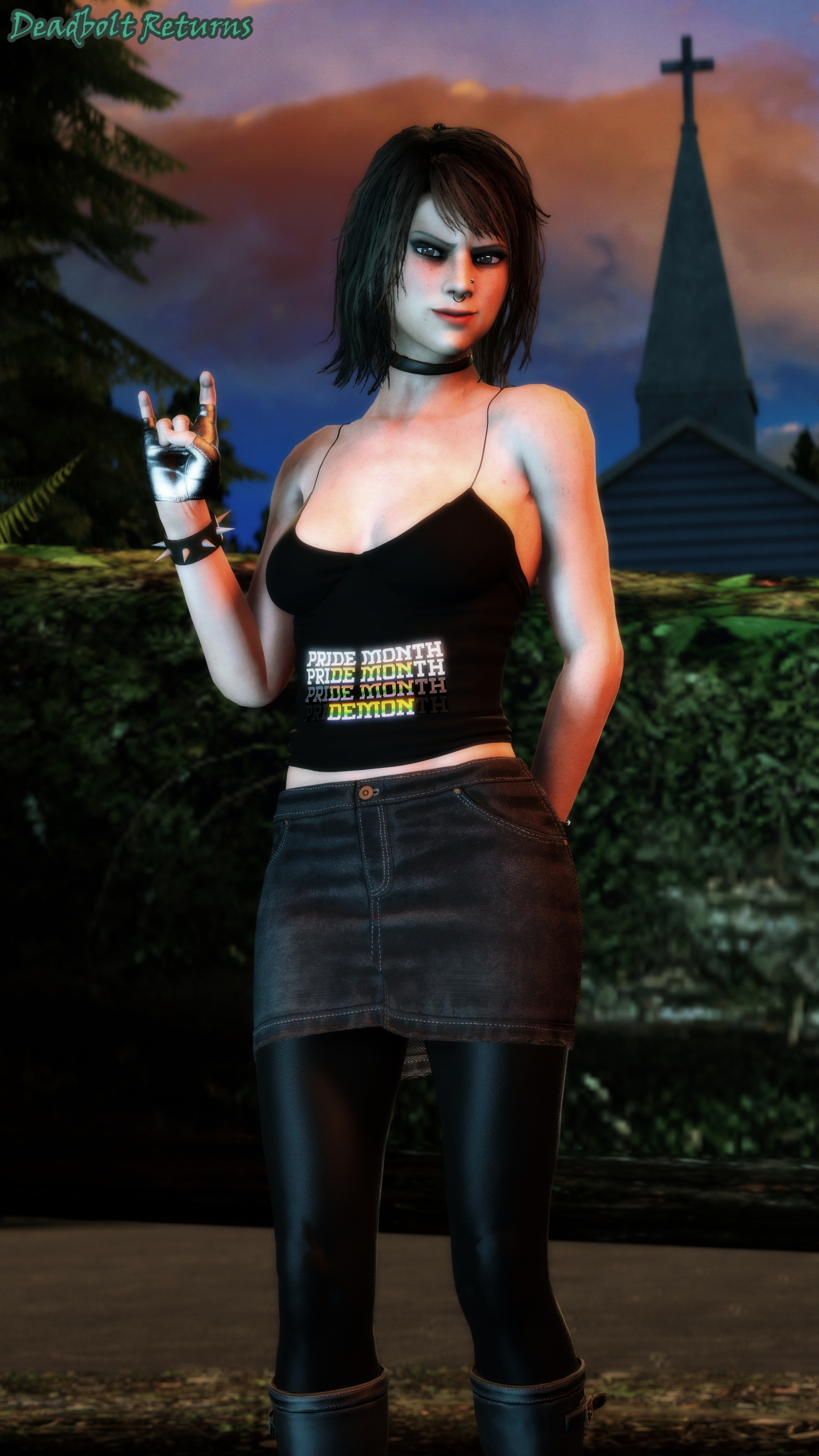 Heather Wishes You All a Happy and Safe Pride Month Heather Morrison Original Sextape In Hell Original Character Original Series Goth Goth Girl Big Tittied Goth Girlfriend Pridemonth 3d Girl