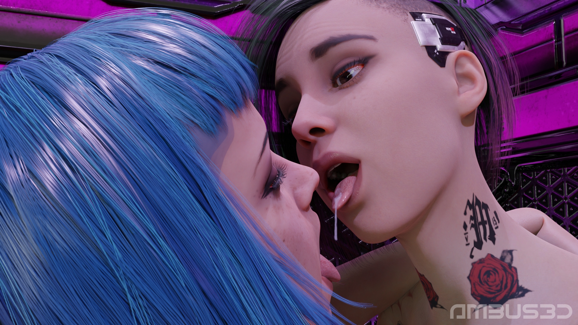 Can t wait for the DLC 😈 Cyberpunk2077 Judy Alvarez Evelyn Parker Evelynn Cum Spit Kissing