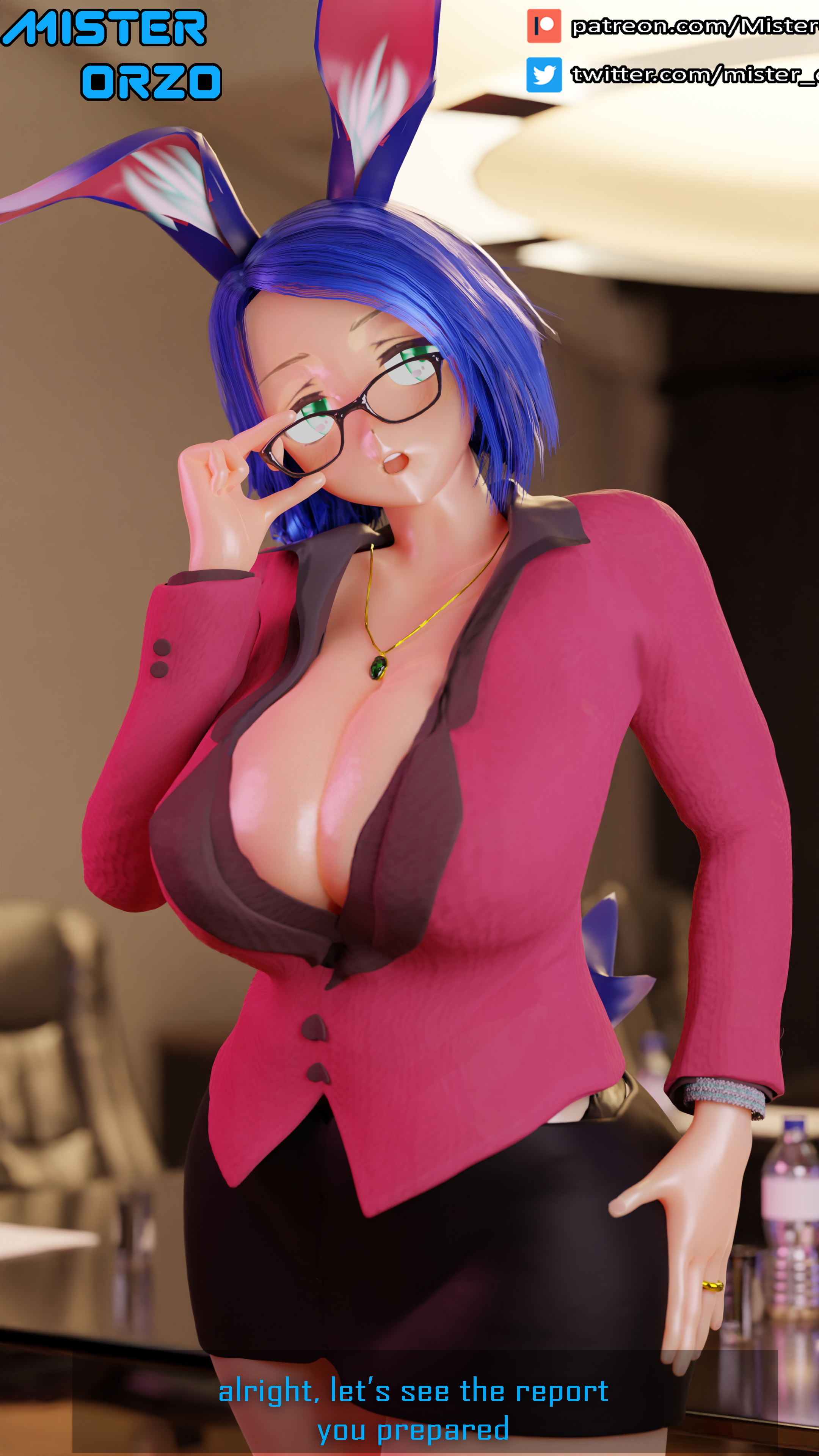 Chie wants that report Calida Chie Abasto Office_lady Office Original Character