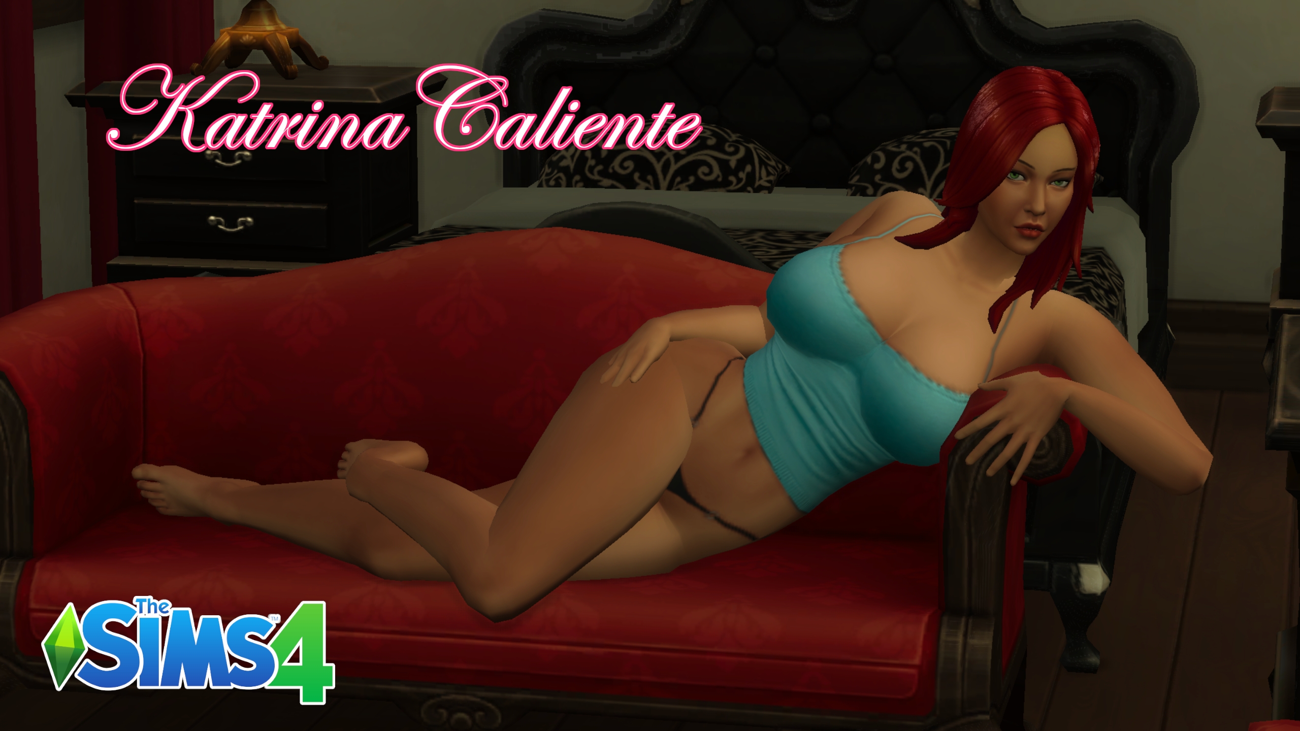 Katrina Caliente Desktop Wallpapers The Sims 4 Katrina Caliente Large Breasts Big Ass Thong Panties Red Hair Green Eyes Topless