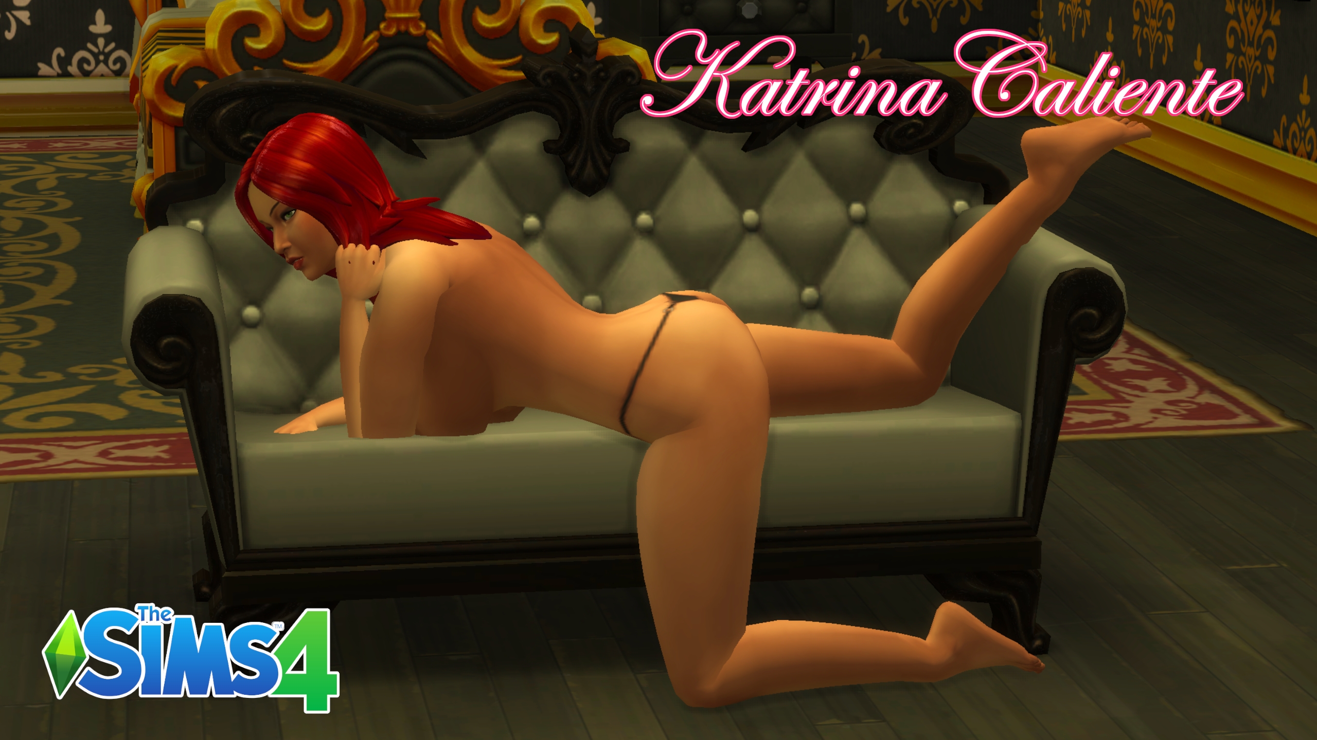 Katrina Caliente Desktop Wallpapers The Sims 4 Katrina Caliente Large Breasts Big Ass Thong Panties Red Hair Green Eyes Topless 3