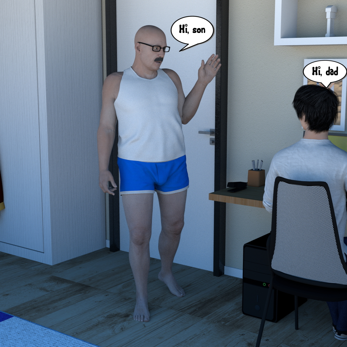 Father and Son  talk) Caroline Sara Linda Incest High Heels Milfy City Fanart Mom Sisters 2