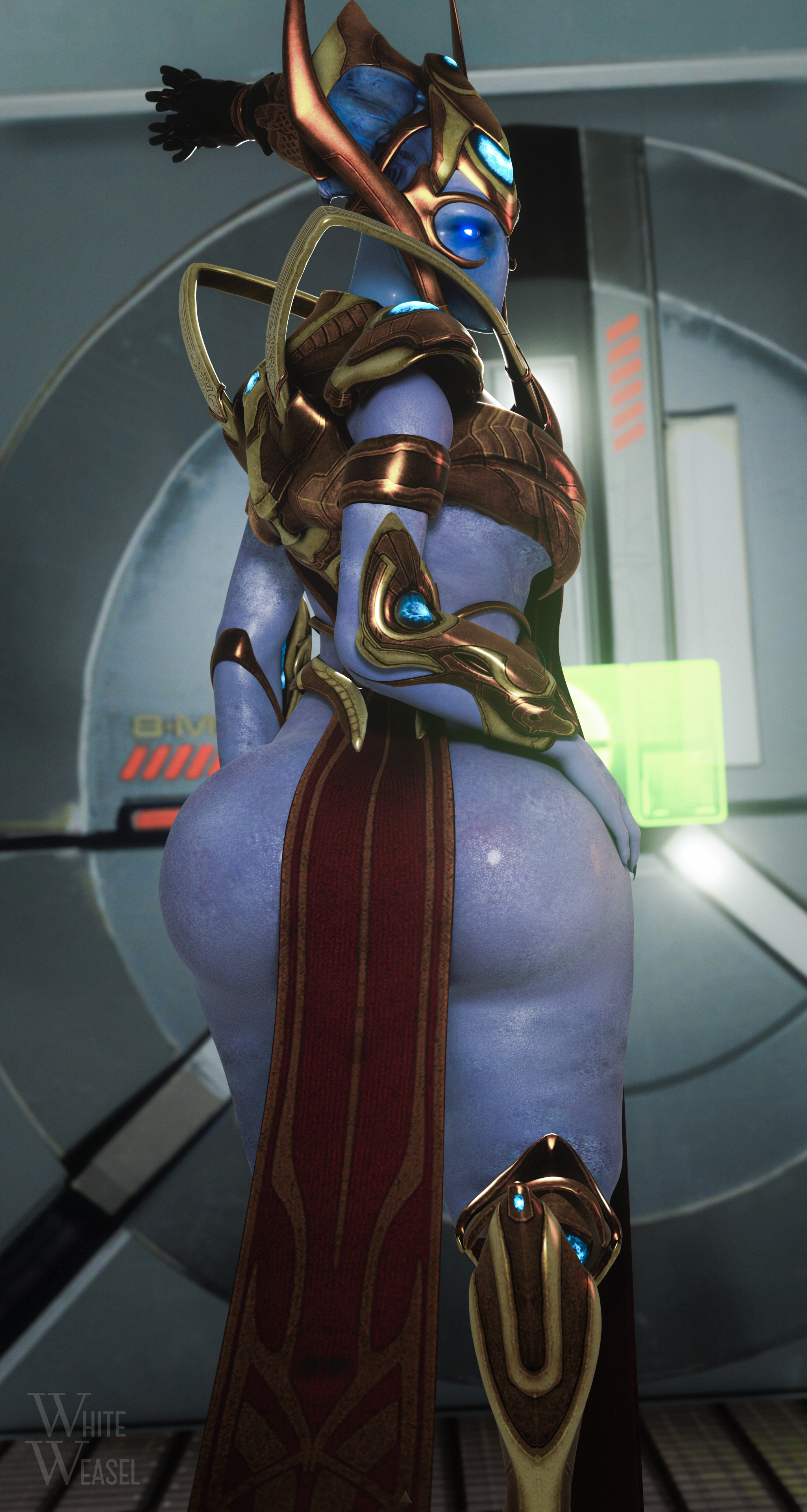 Too thicc for daelaam  don t ya think? Starcraft 2 Starcraft Selendis Blizzard Female Nude Naked Protoss Aliengirl Armor Posing Half Naked Fully Naked Ass Big Ass Fat Ass Blue Eyes Blue Skin Wide Hips