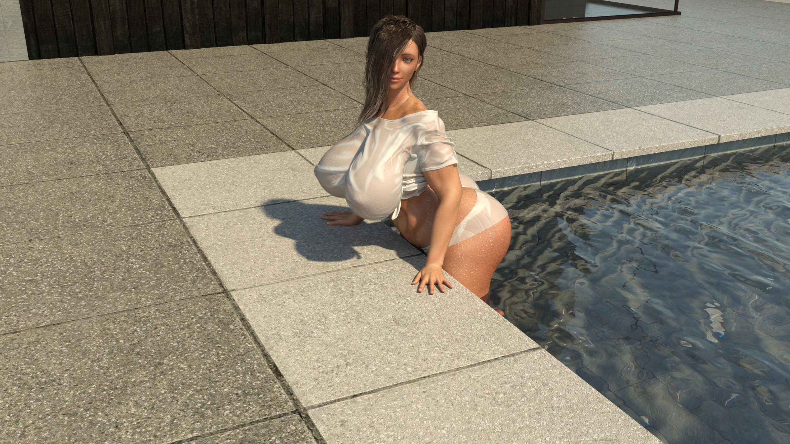 Alessa Poolside  Huge Boobs Huge Ass Wet Shirt