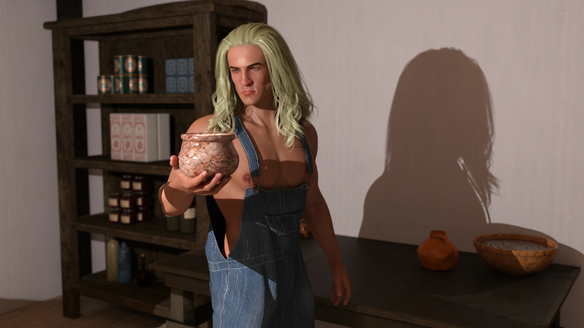 Sebastian 01  Male Fantasy Overalls Blonde