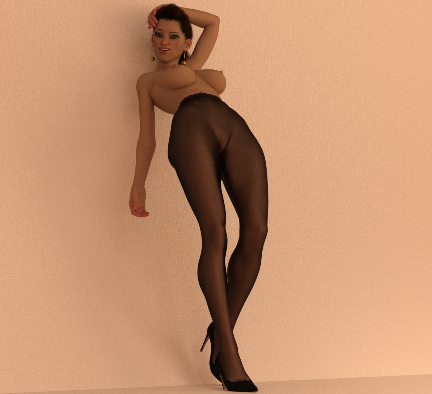 Amanda set Amanda Fanart Posing Sexy Photoshoot Stockings Pantyhose High Heels 6