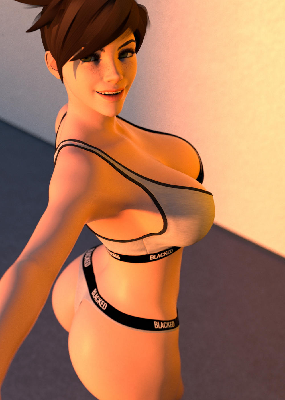 Little Workout before the Main Workout Overwatch Tracer Bbc Interracial Posing Gym Selfie Blacked 3