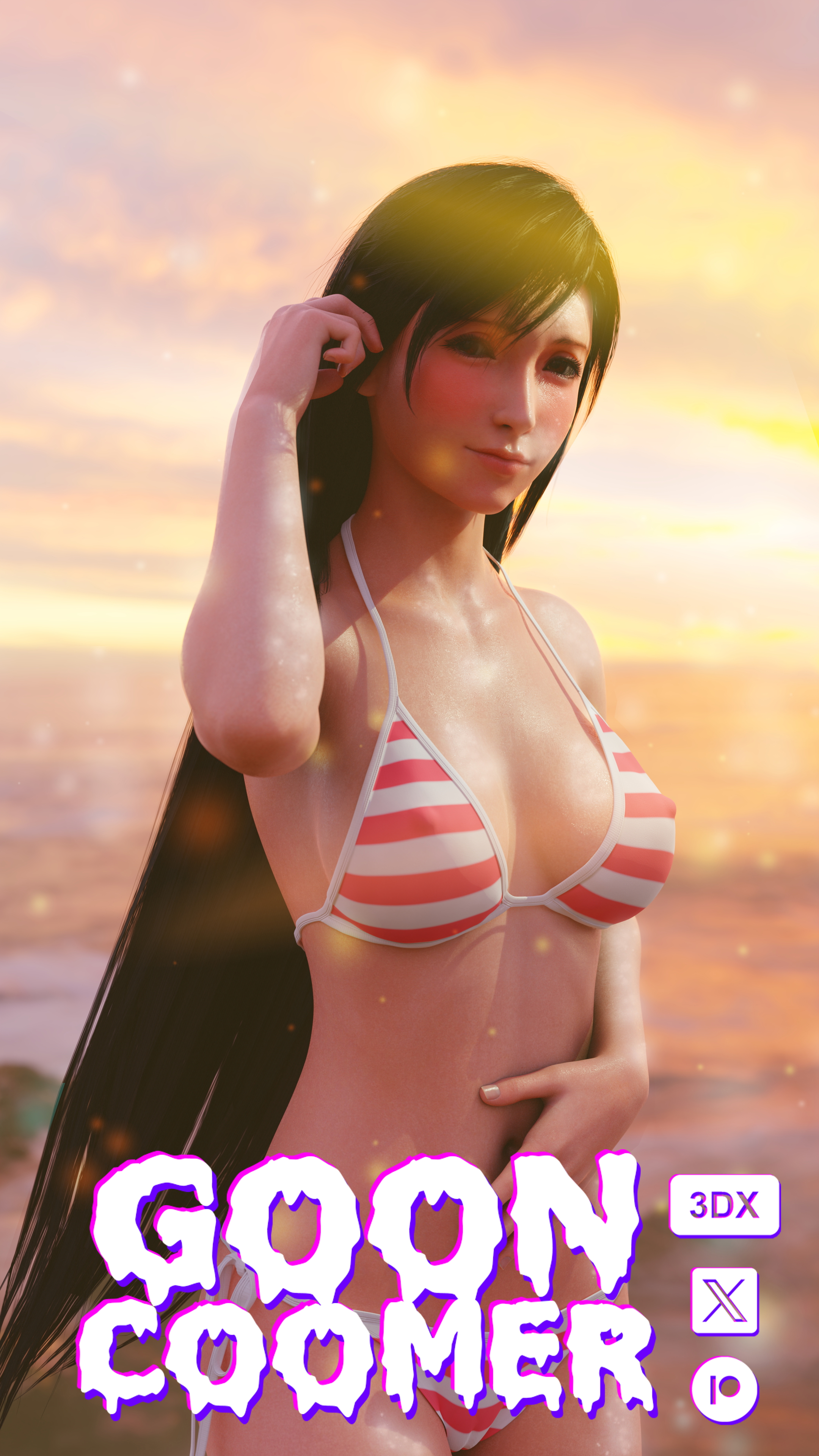Tifa Beach Day Tifa Lockhart Topless Beach 2
