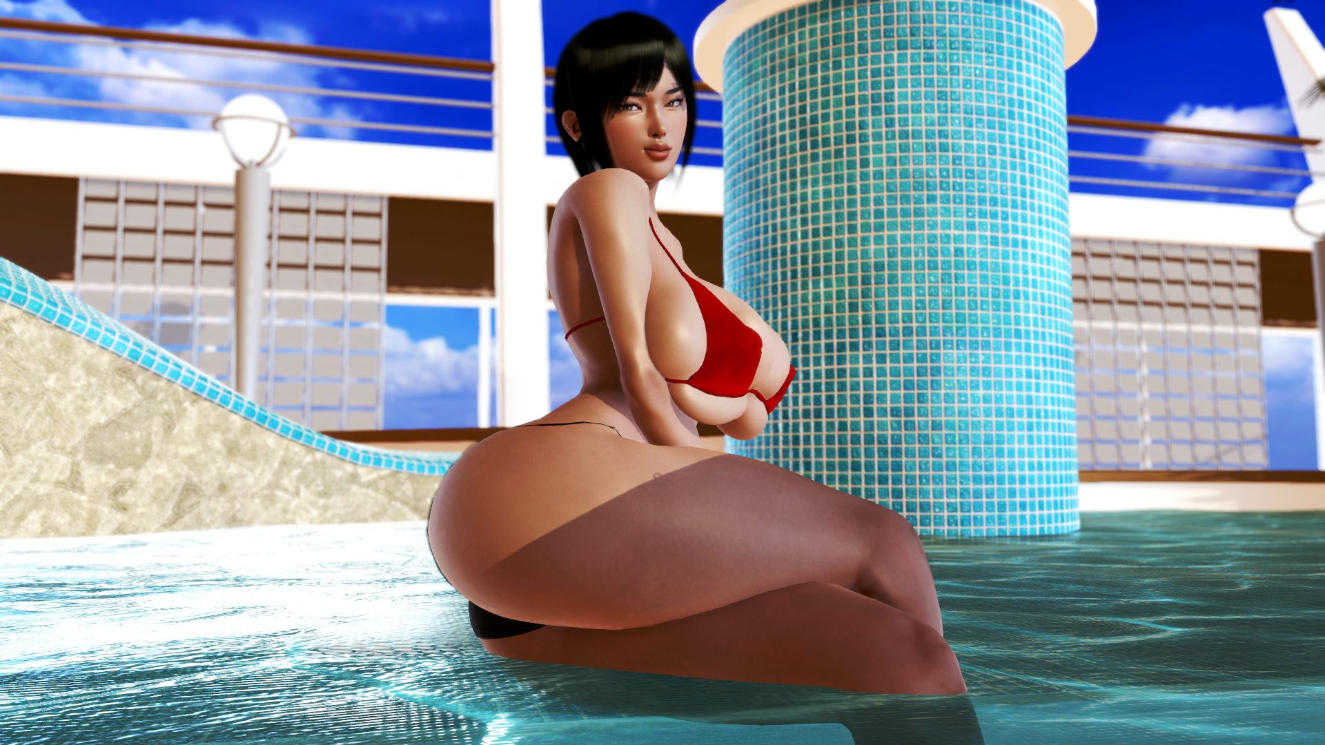 Leah s Bikini Shoot Leah Honey Select Hypnosis Adult Games Bikini Red Bikini Big Tits Big boobs Big Breasts Breast Expansion 2