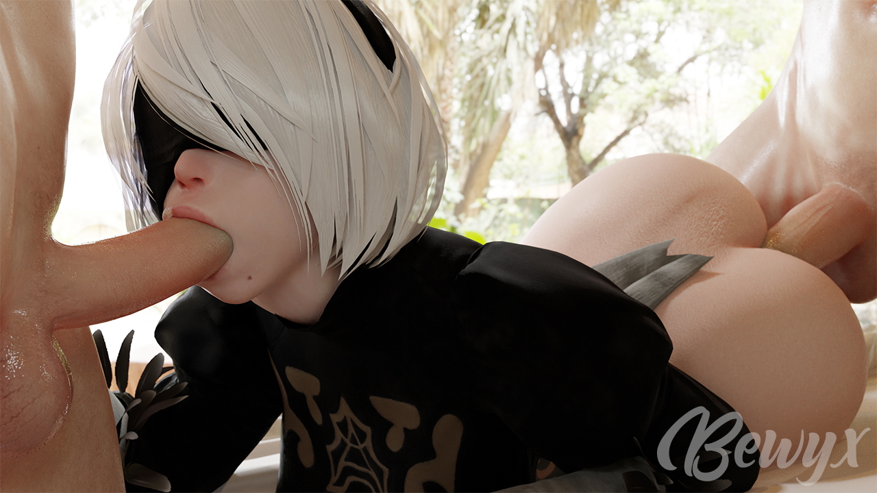 Double penetration for 2b 2b Nier Automata 3d Porn Threesome Double Penetration Blowjob Anal Half Naked Big Booty Bouncing Balls Gangbang 2