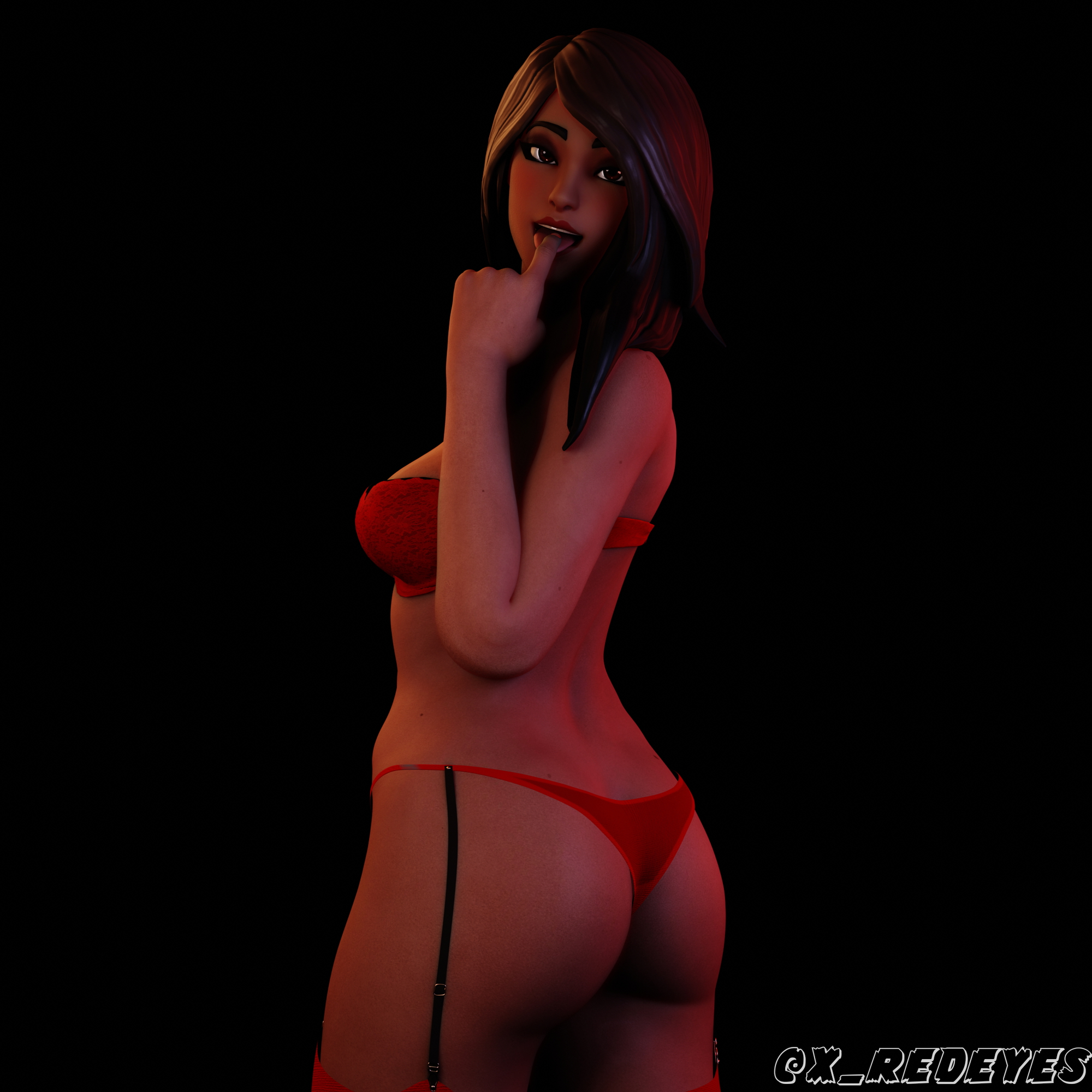 Hot Ruby Ruby (Fortnite) 1girl Lingerie 2