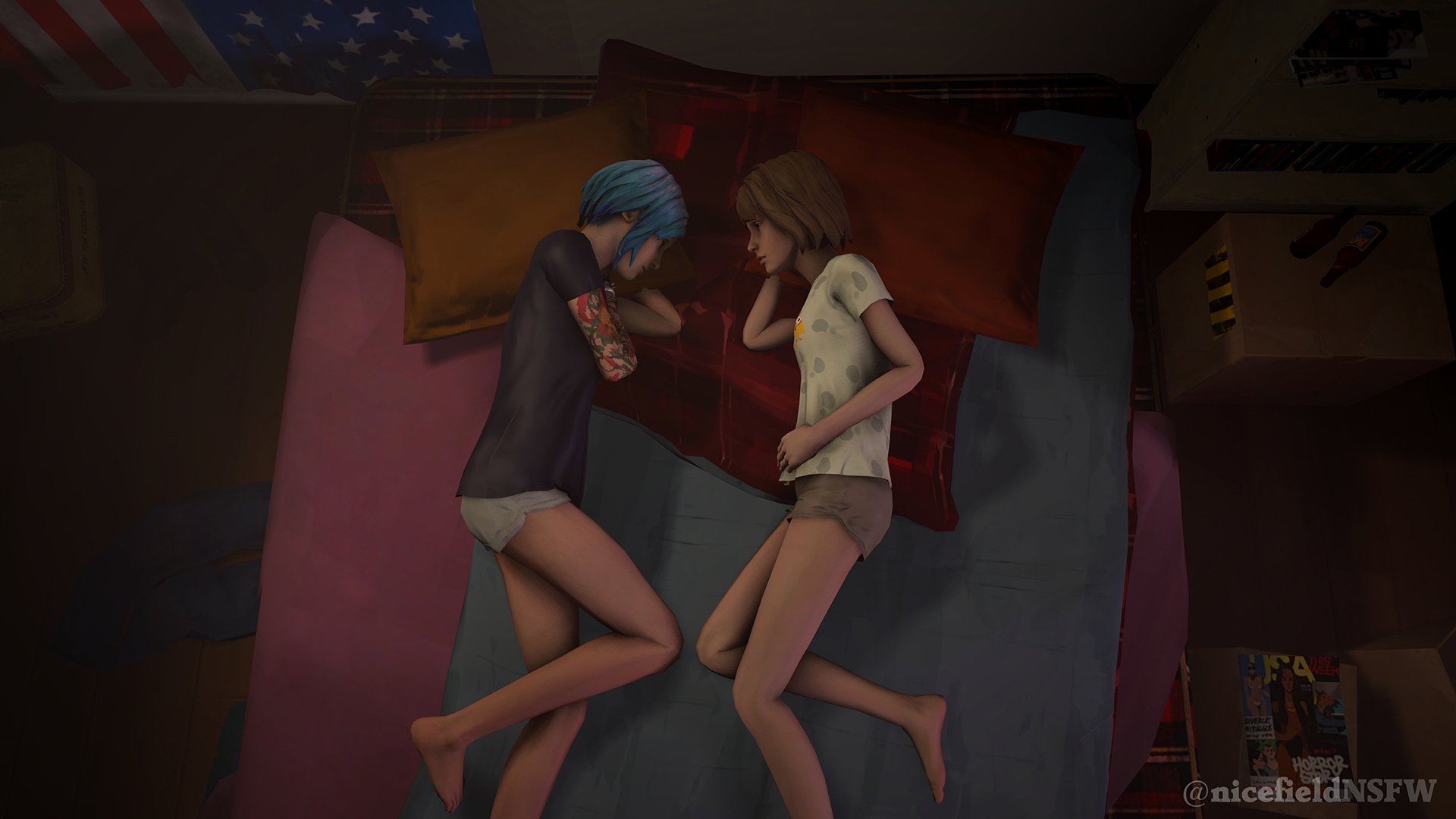 The First Kiss screenshot album Life Is Strange Max Caulfield Chloe Price Pricefield Rule 34 Teen Lesbian Petite Blue Hair Tattoo Kissing Orgasm Source Filmmaker