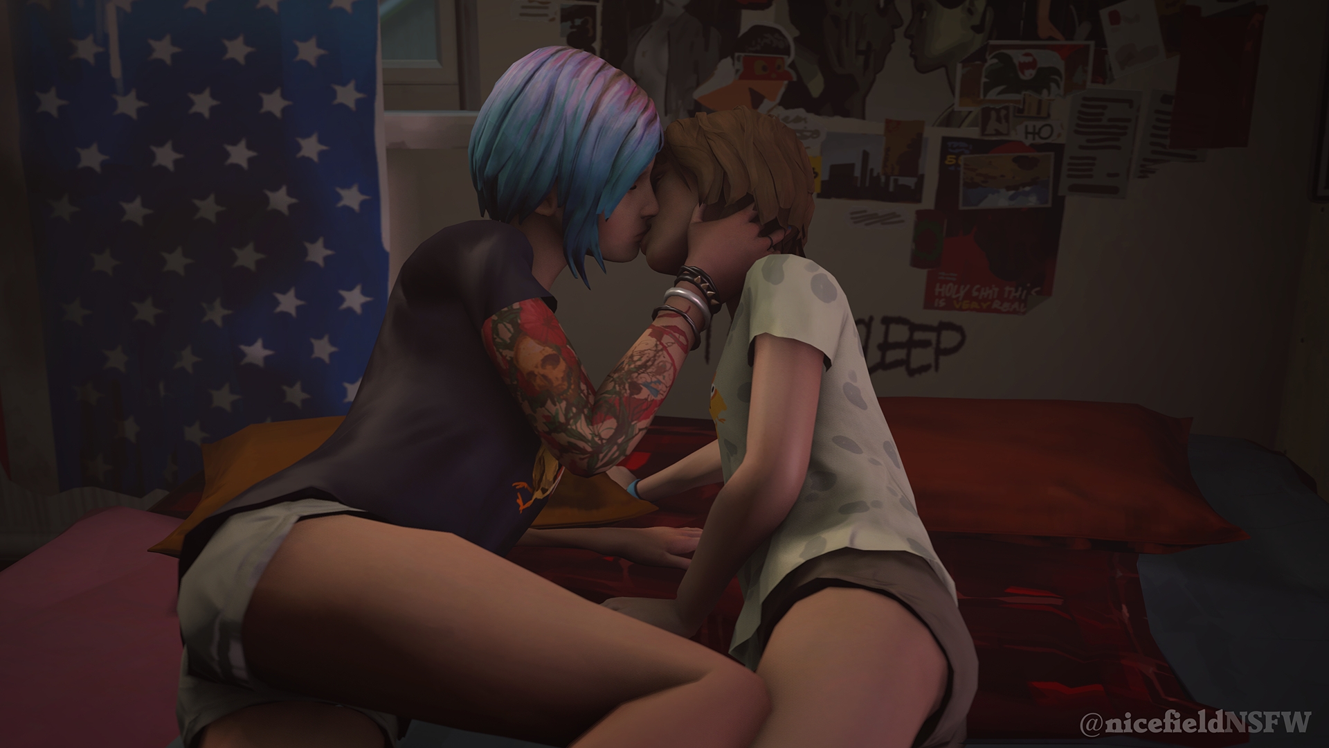 The First Kiss screenshot album Life Is Strange Max Caulfield Chloe Price Pricefield Rule 34 Teen Lesbian Petite Blue Hair Tattoo Kissing Orgasm Source Filmmaker 3