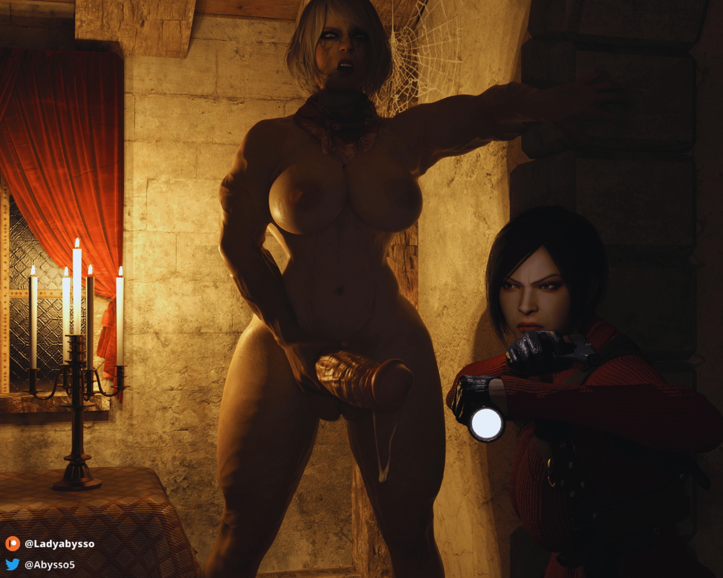 ADA WONG - BROKEN WAYS Ashley Graham Ada Wong Resident Evil Resident Evil 4 Remake Muscles Muscular Girl Futanari Dickgirl Futa 2