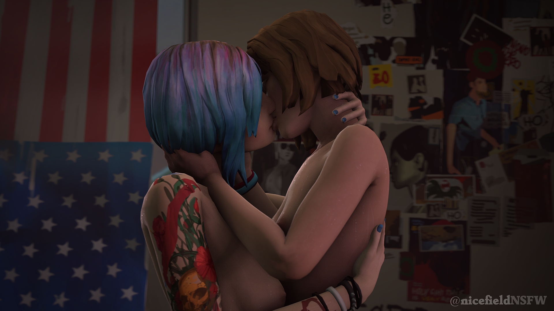 The First Kiss screenshot album Life Is Strange Max Caulfield Chloe Price Pricefield Rule 34 Teen Lesbian Petite Blue Hair Tattoo Kissing Orgasm Source Filmmaker 28