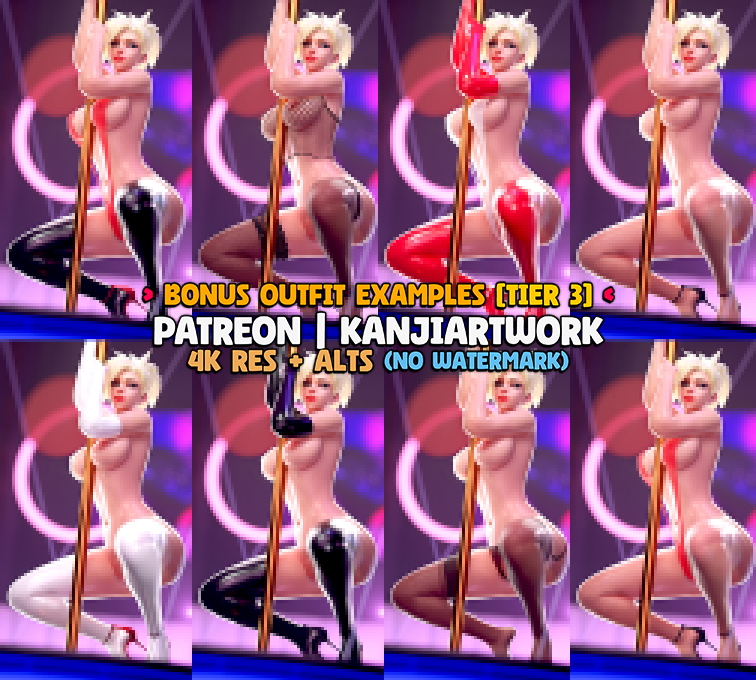 3D Mercy (Overwatch) - Latex Striptease  Overwatch Mercy Striptease Latex Latex Stockings Stockings See Through High Heels Swimsuit 2