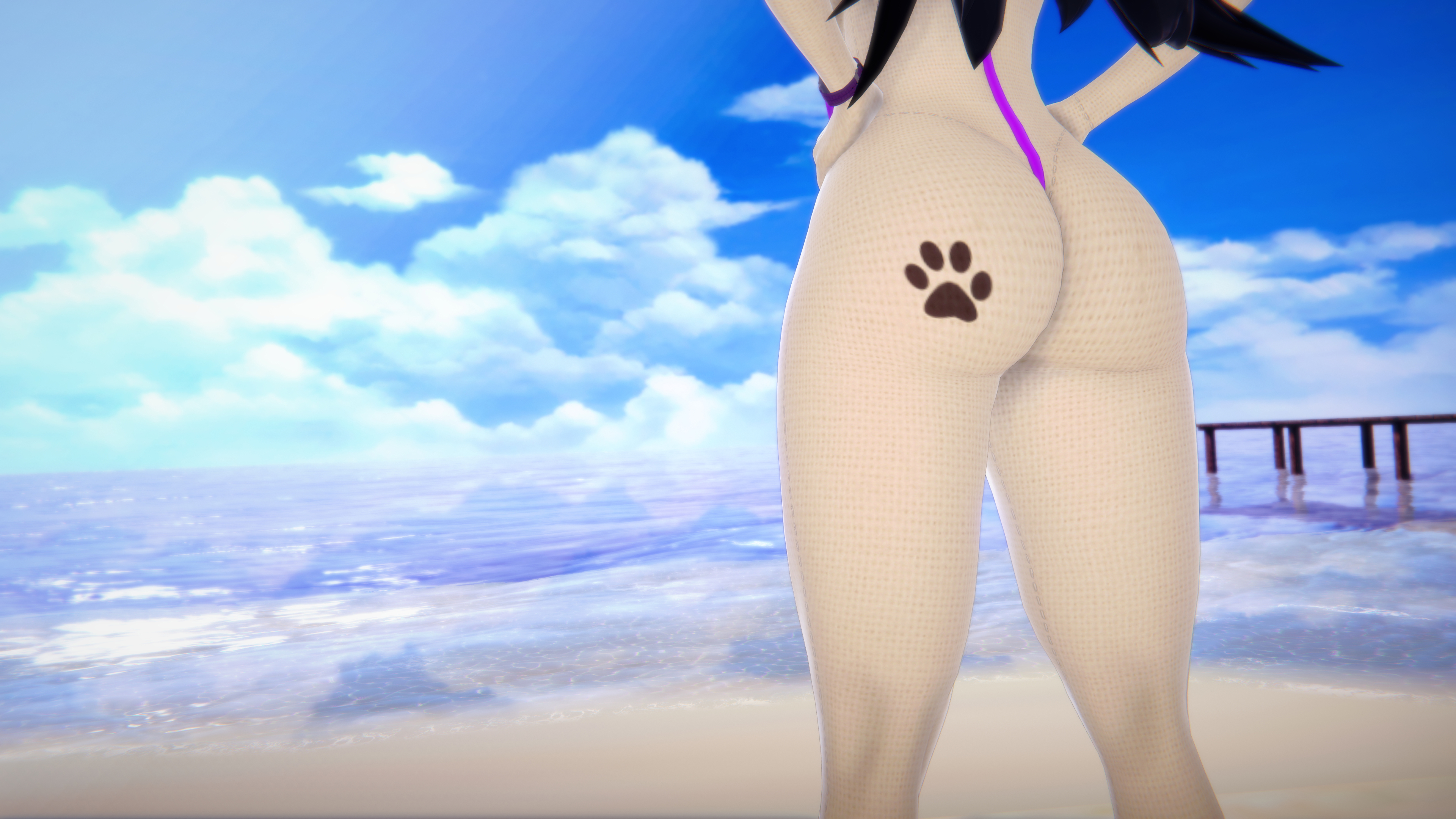 Lily s Vacation  Swimsuit Slingkini Non-nude Original Character Beach Ass Black Hair 3d Porn 1girl Tattoo 8