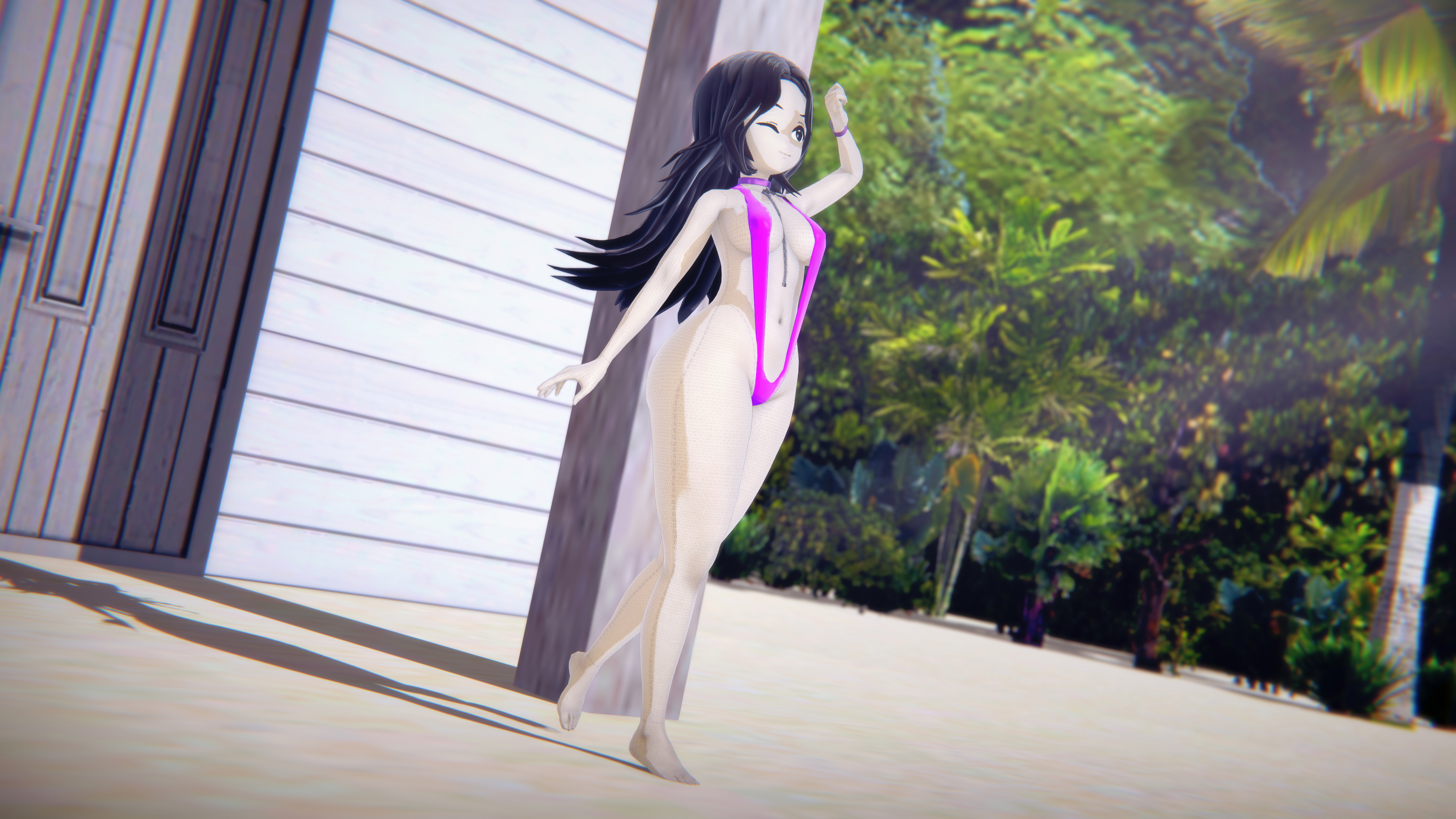 Lily s Vacation  Swimsuit Slingkini Non-nude Original Character Beach Ass Black Hair 3d Porn 1girl Tattoo 7