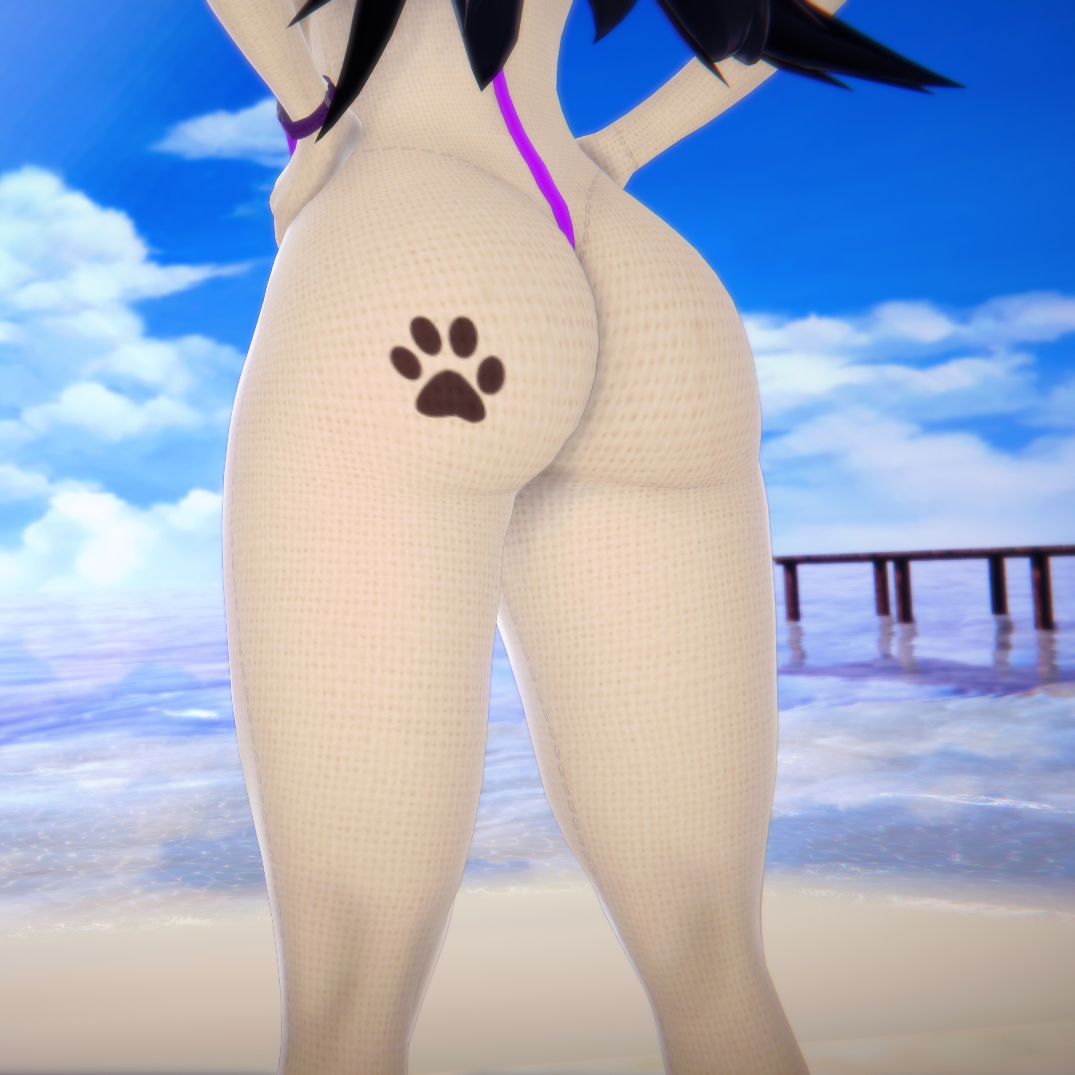 Lily s Vacation  Swimsuit Slingkini Non-nude Original Character Beach Ass Black Hair 3d Porn 1girl Tattoo