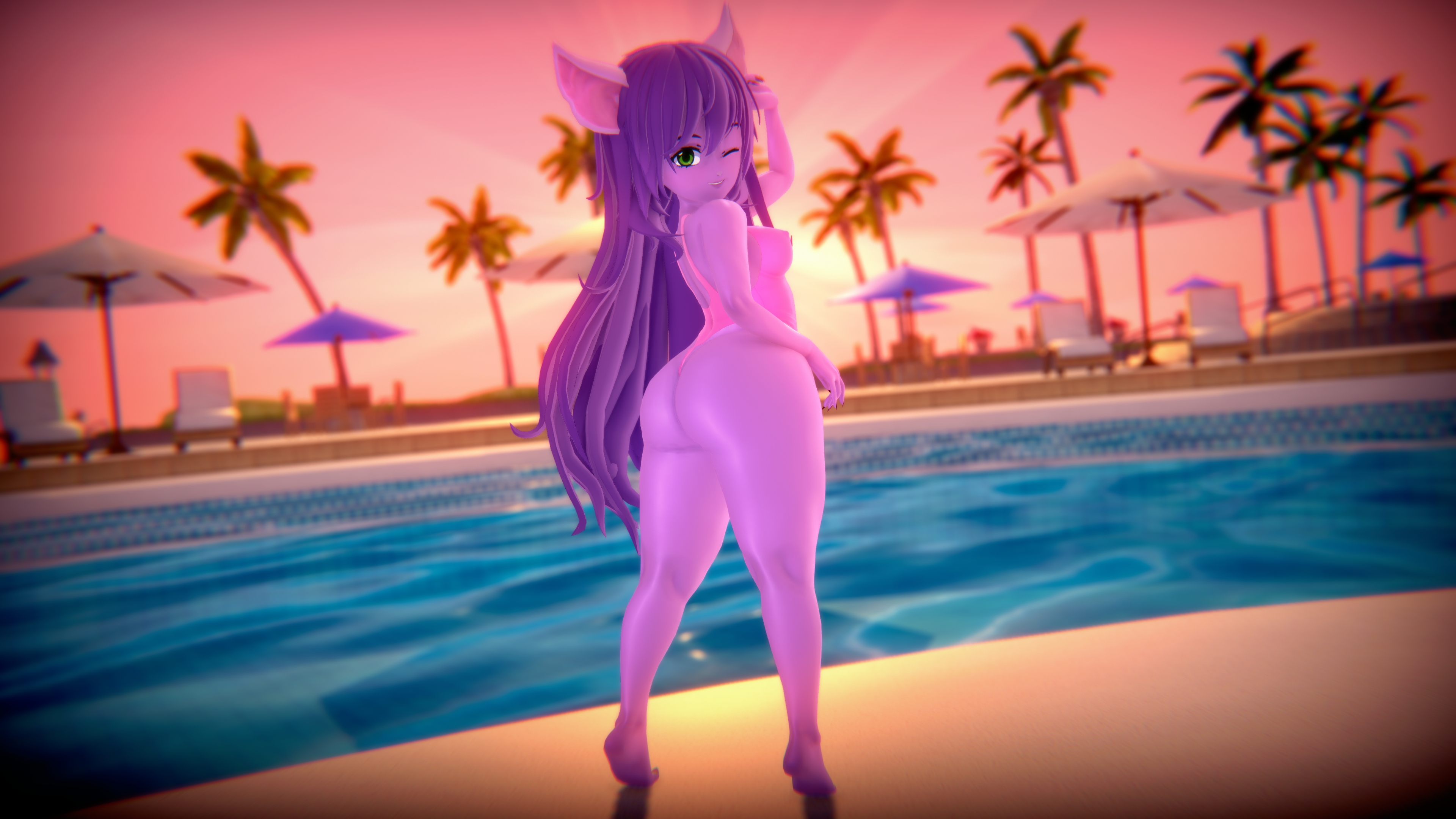 Lulu s New Swimsuit Yordle League Of Legends Shortstack Purple Hair Green Eyes Ass 1girl Leotard Swimsuit Thick Thighs Erect Nipples Non-nude 2