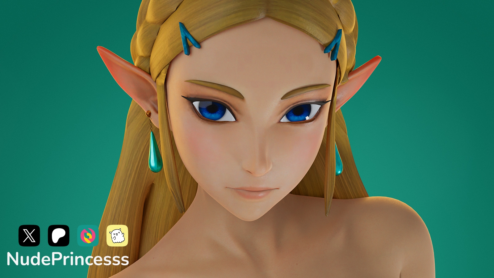Princess Zelda Nude Breasts Princess Zelda Zelda League Of Legends Nintendo Eye Contact Blue Eyes Nude Breasts Natural Breast Long Hair Blond Hair Elf Natural Boobs Boobs 2
