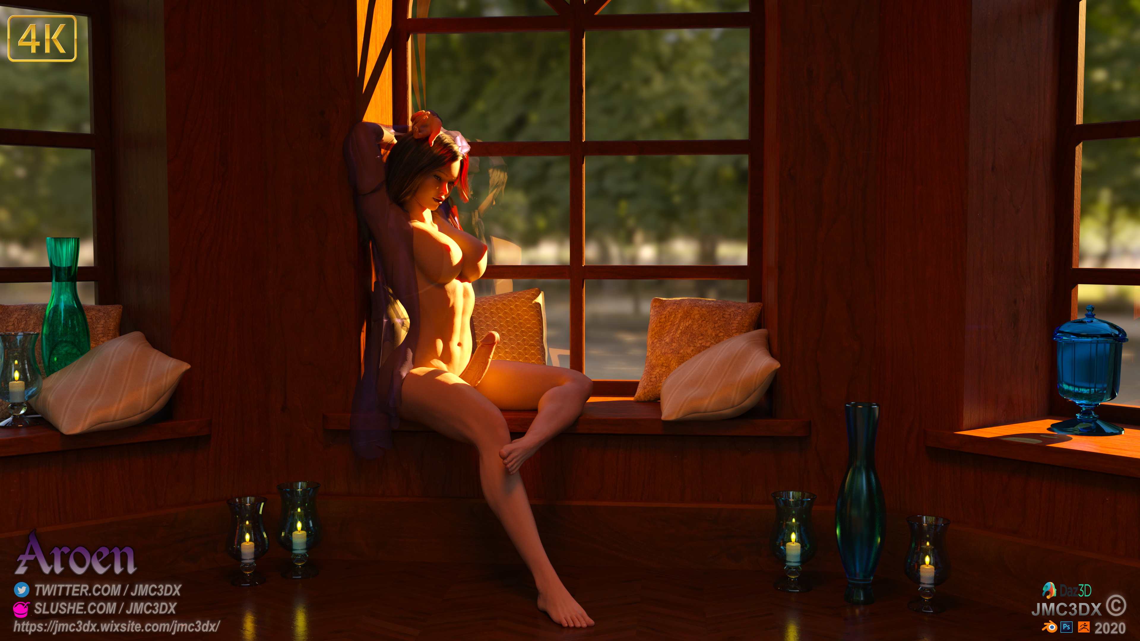 Aroen enjoys the morning sun rays with a cumshot 6 pics in total