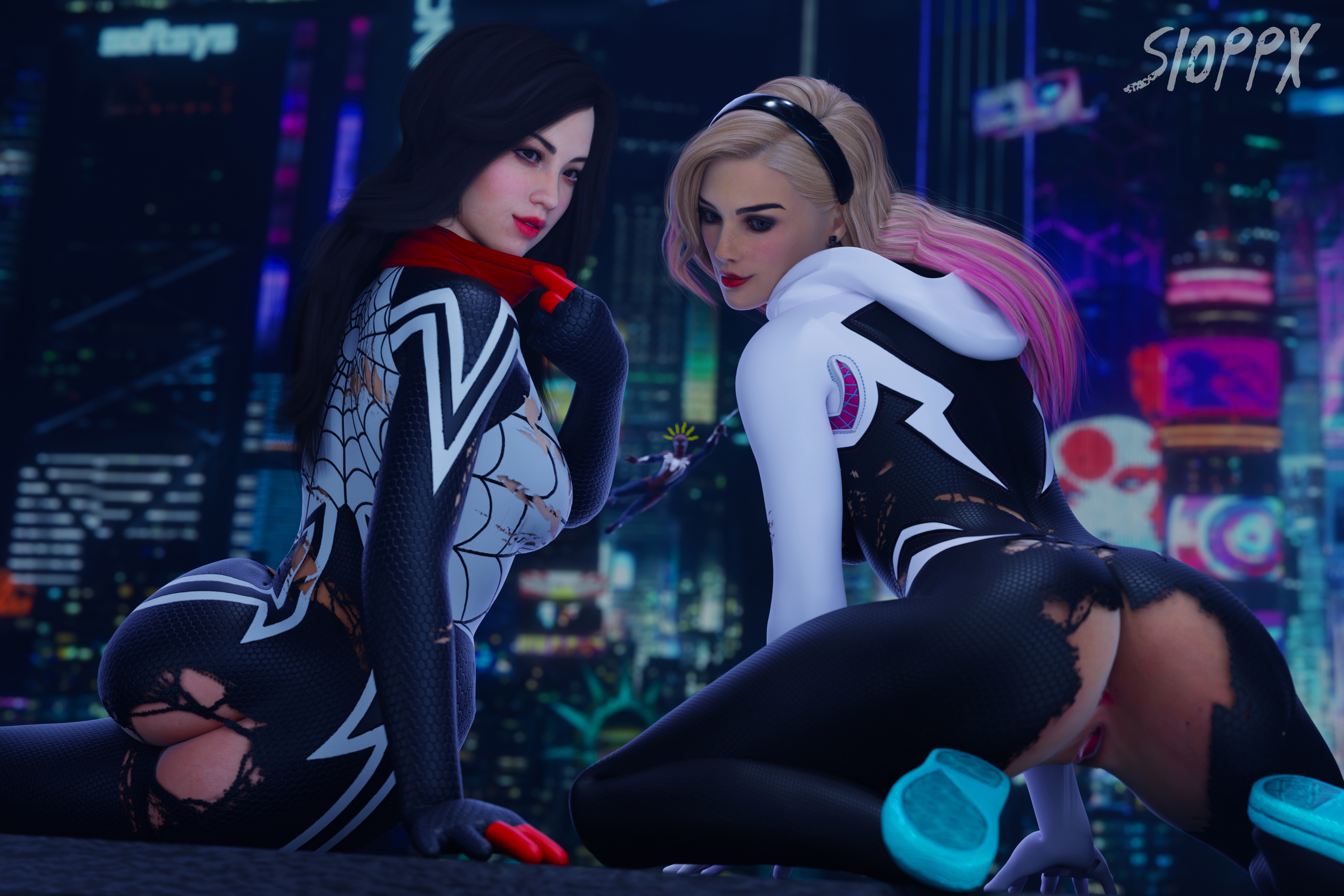 Spider Gwen & Cindy Moon (Silk) Ass Shot Gwen Stacy Spider-man Spidergwen Pinup