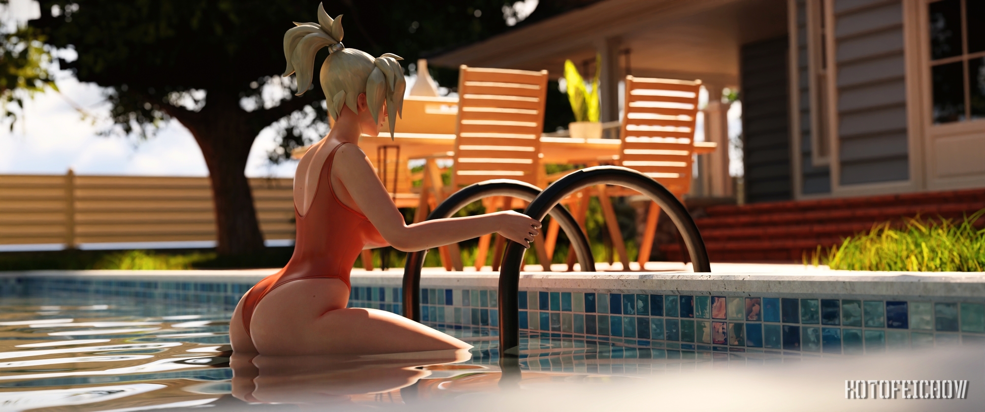 Mercy in the pool Mercy Overwatch Wet Pool Nsfw Rule34