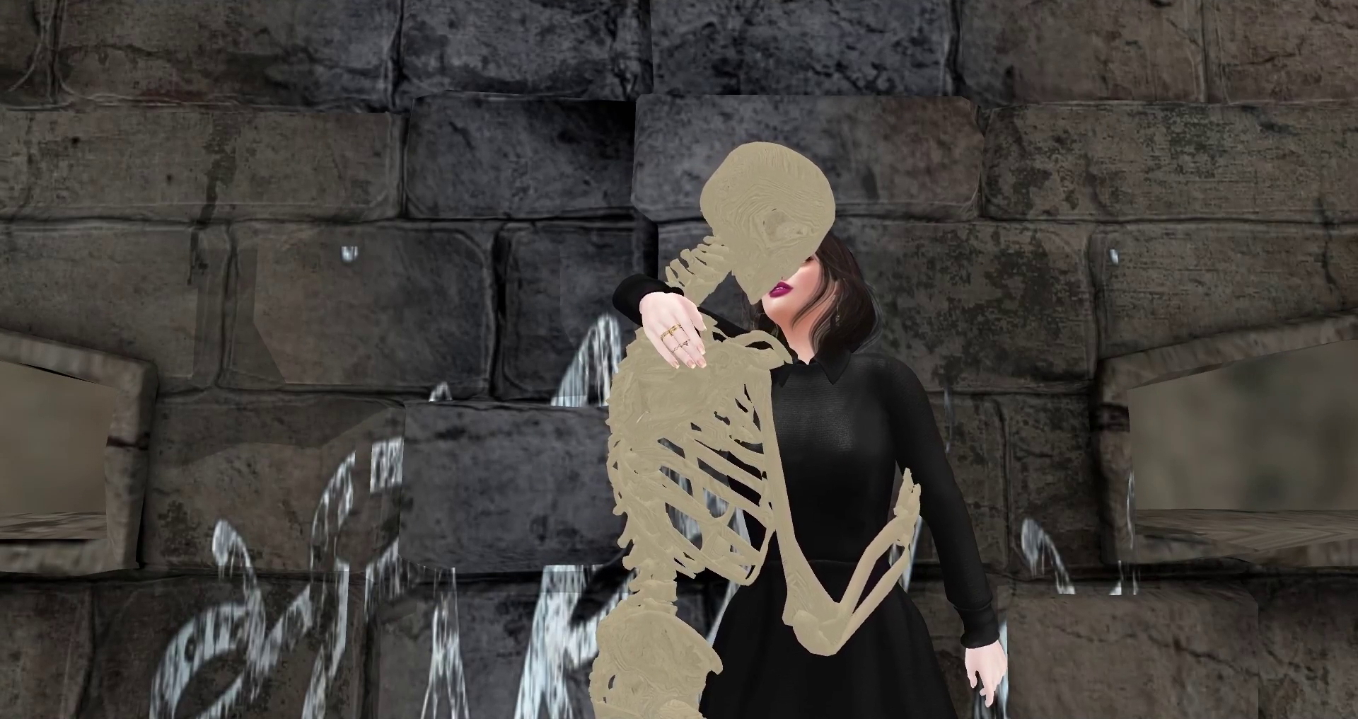 The skeleton with a Gothic woman
