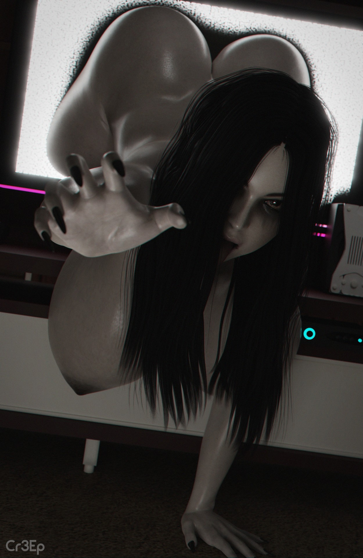 Halloween Ghost Yamamura Sadako Futanari Futa On Male Submission Submissive Male Big Ass Big Boobs Huge Boobs Big Breasts Hair Covering Face Claws Big Nipples Fat Male Big Dick Horror Penis Grab Deep throat Forced Oral