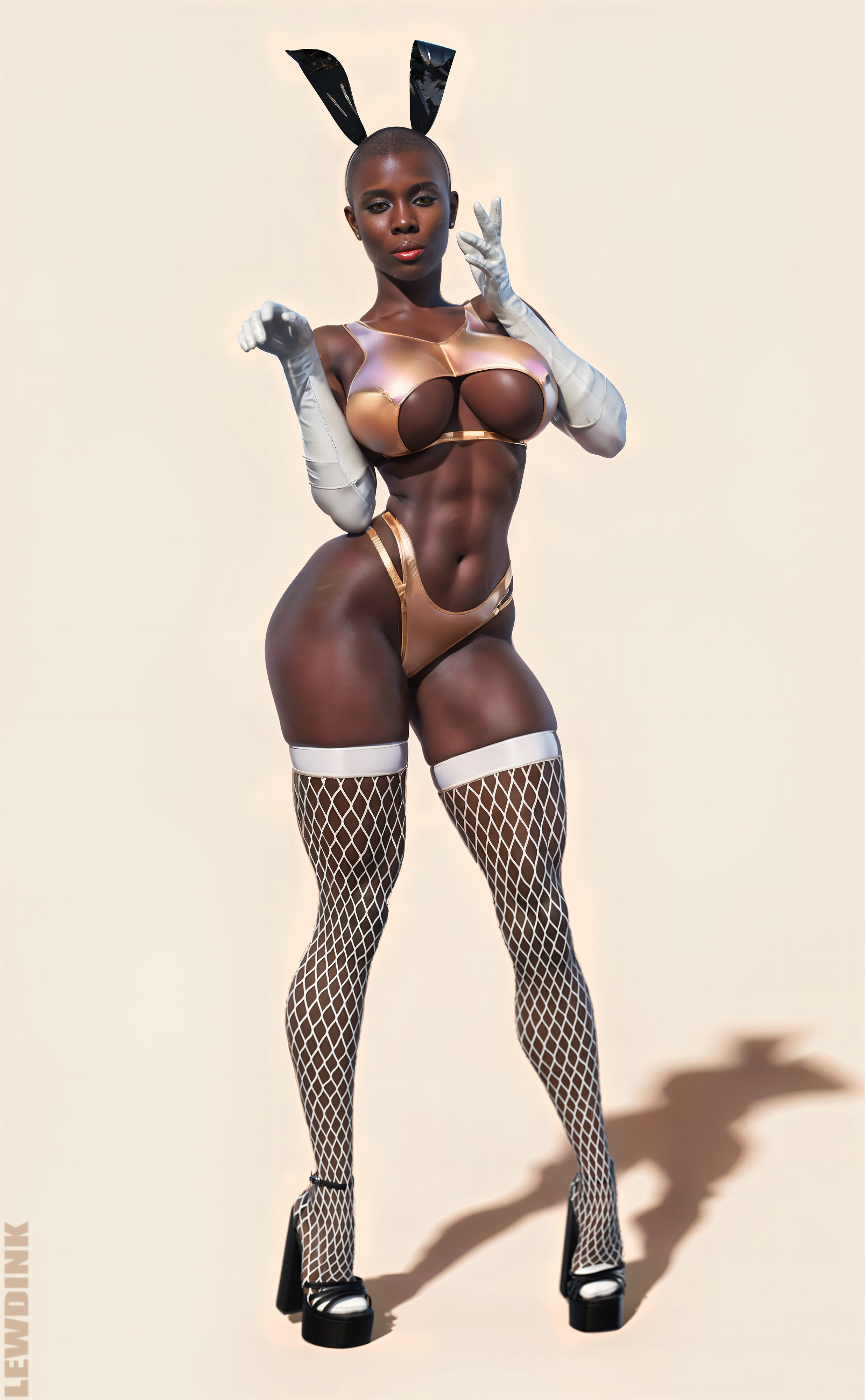 Happy new year 2024 !  Happy New Year Ebony Dark Skin Female Tall Girl Thicc Fishnet Stockings Fishnet Bikini Sexy Bikini Gloves Latex Gloves High Heels Abs Muscular Girl Muscles Shaved Pussy Bunny Suit Green Eyes Brunette 2