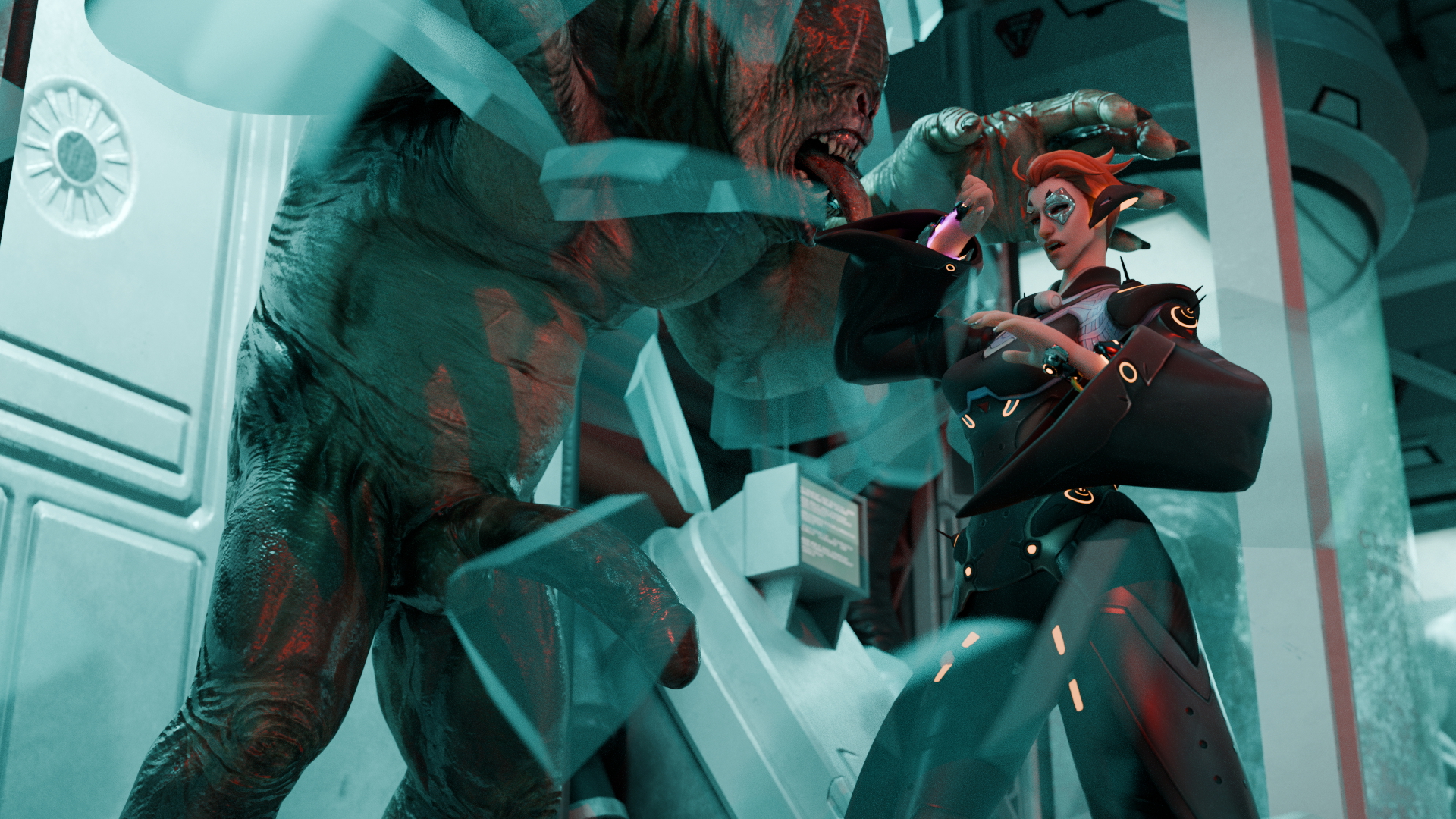 Experiment gone wrong Moira (overwatch) Overwatch Monster Rape Pregnant