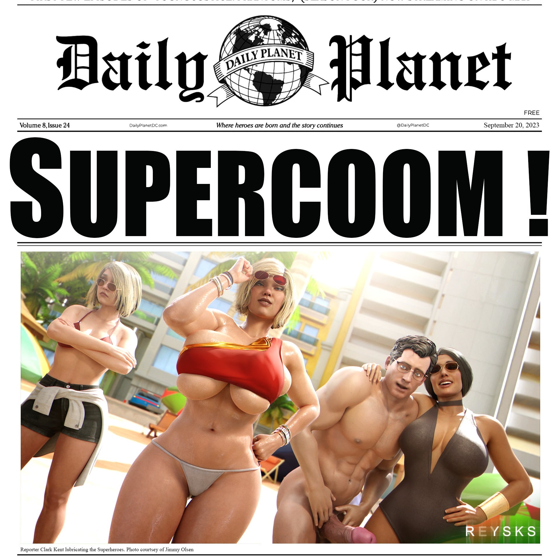 Summer Super Coomshoot Superman Wonder Woman Power Girl Supergirl Beach Blender3d Big Boobs Cum Covered Cum Big Ass Big Dick Big boobs Family