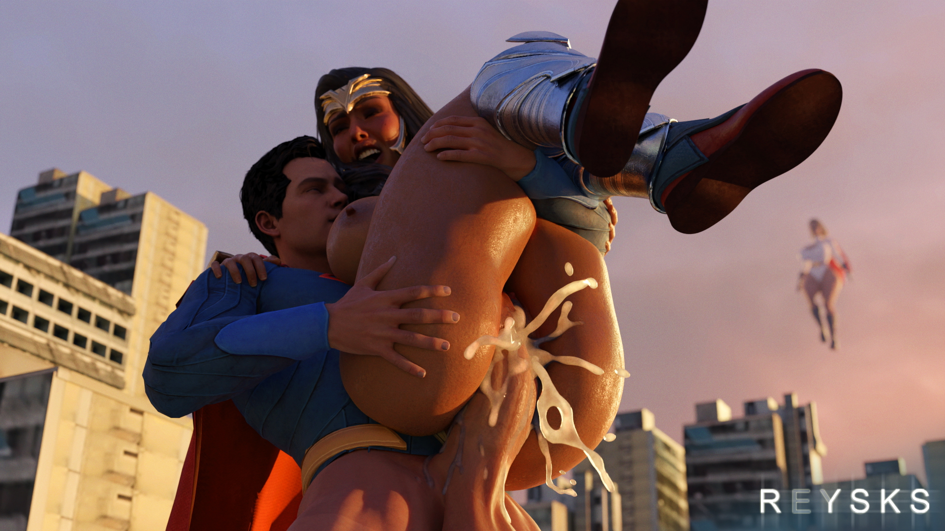Clark and Tall Diana Superman Injustice Wonder Woman Big Breasts Big Tits Tall Girl Titjob Titfuck Anal Sex Cumming Inside Eating Pussy 10