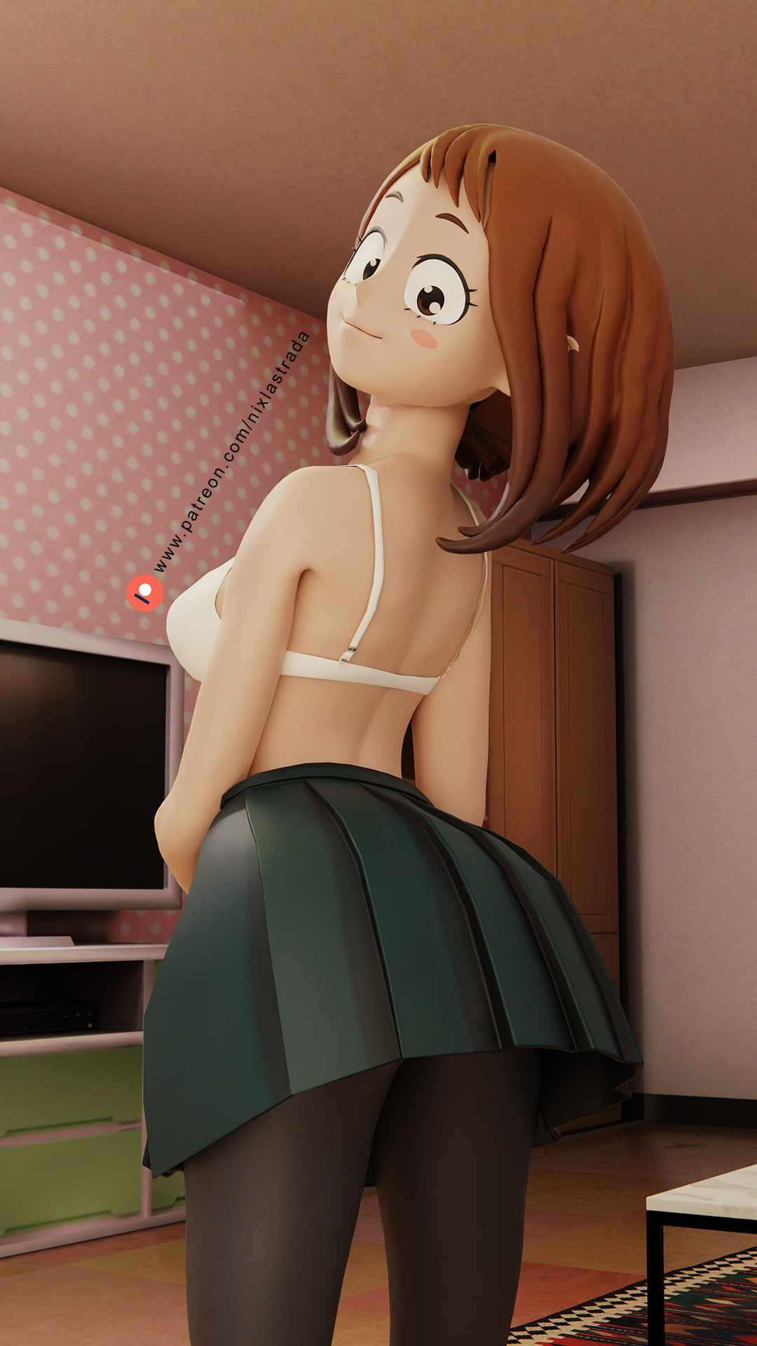 Uraraka showing her school uniform