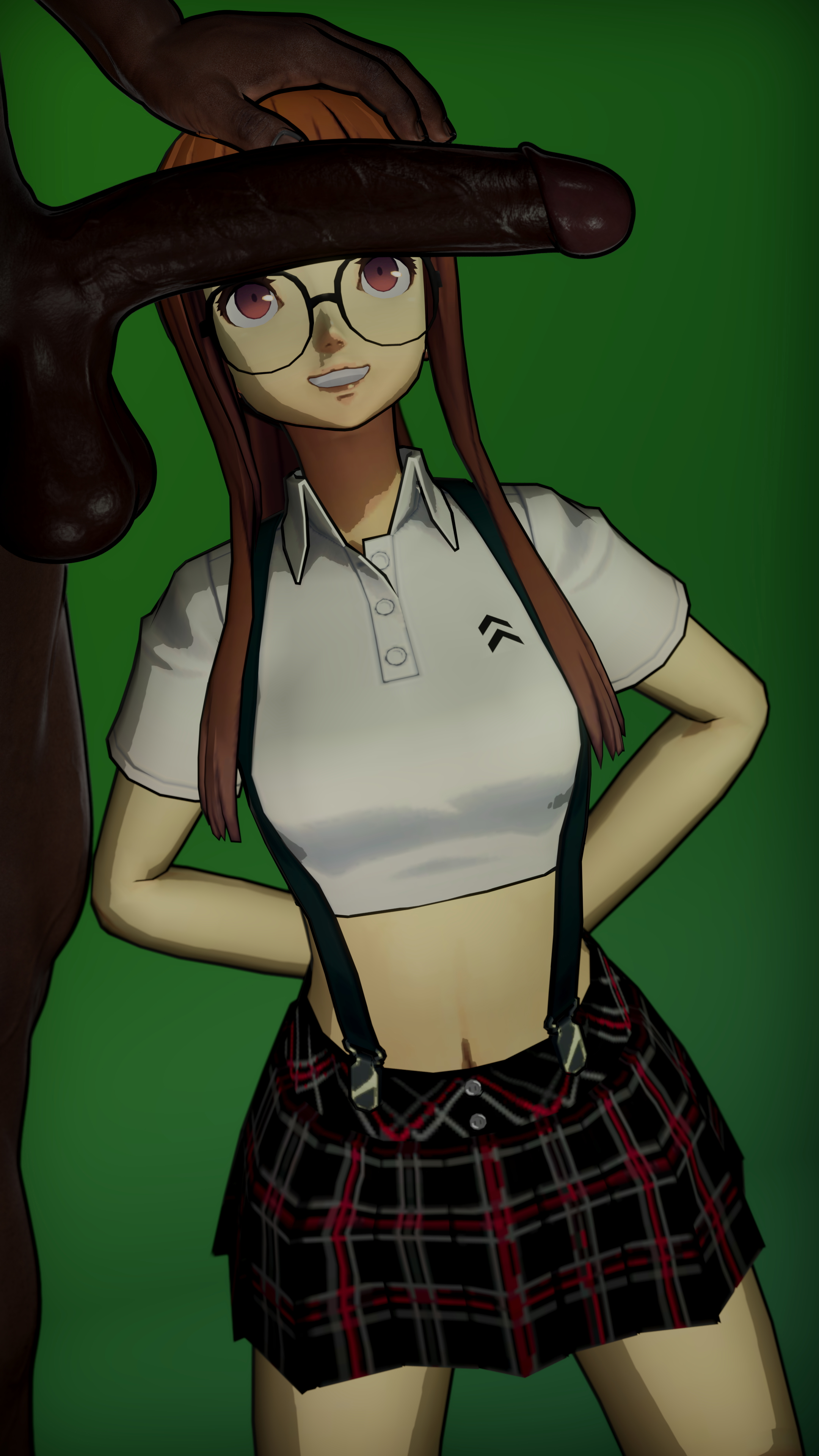 Futaba admiring Futaba Sakura Persona Persona 5 Bbc Schoolgirl