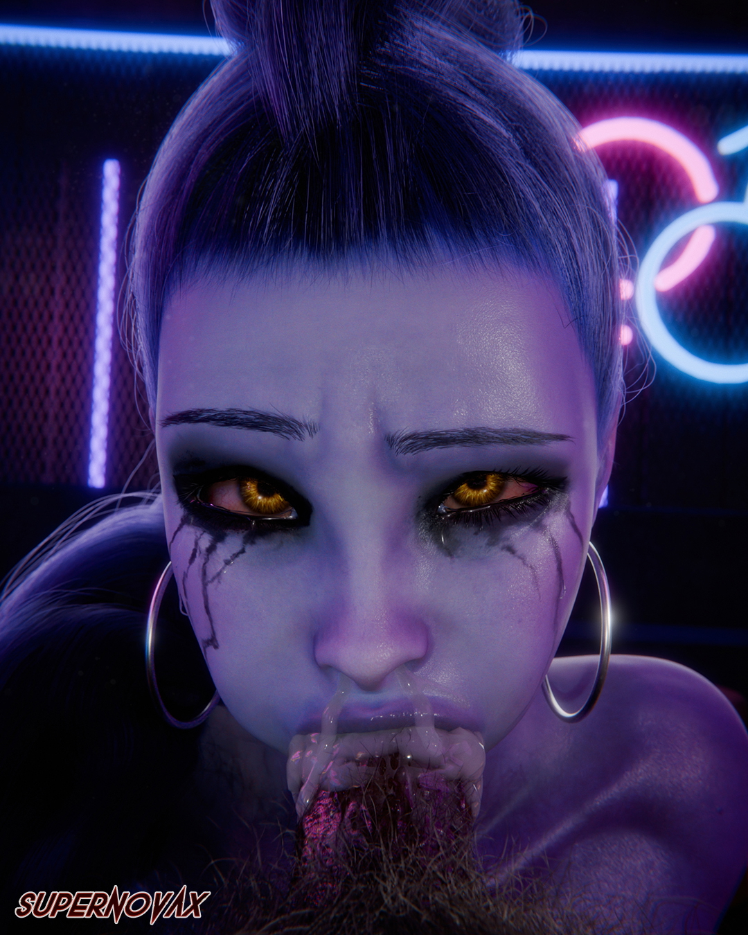 Meeting at a bar💜 Overwatch Widowmaker Deep throat Blowjob Sloppy Long Hair Cum Cum In Mouth