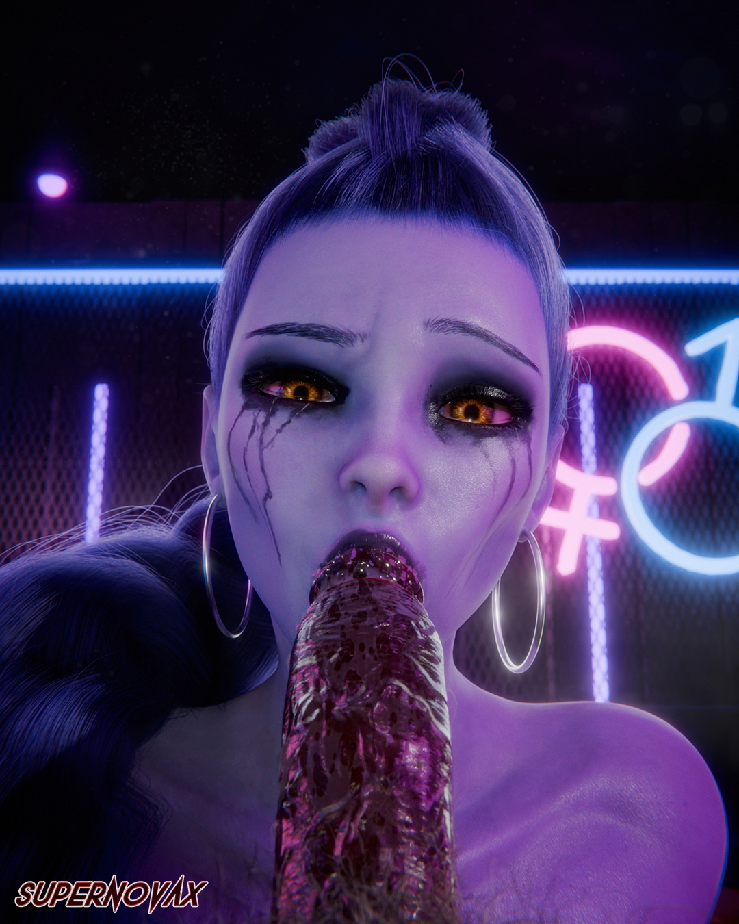Meeting at a bar💜 Overwatch Widowmaker Deep throat Blowjob Sloppy Long Hair Cum Cum In Mouth 2