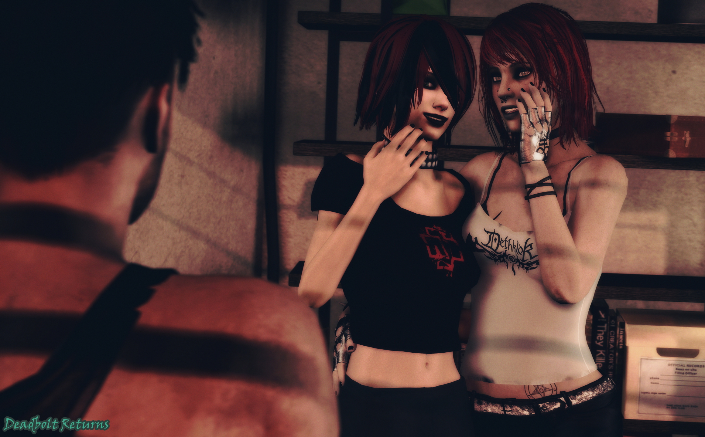 Heather and Chloe Double Up on Damien (Sextape in Hell) Heather Morrison Chloe Glidewell Sextape In Hell Original Character Original Series Sfm Source Filmmaker Rule34 Nsfw 3d Porn 3dnsfw Big Tittied Goth Girlfriend