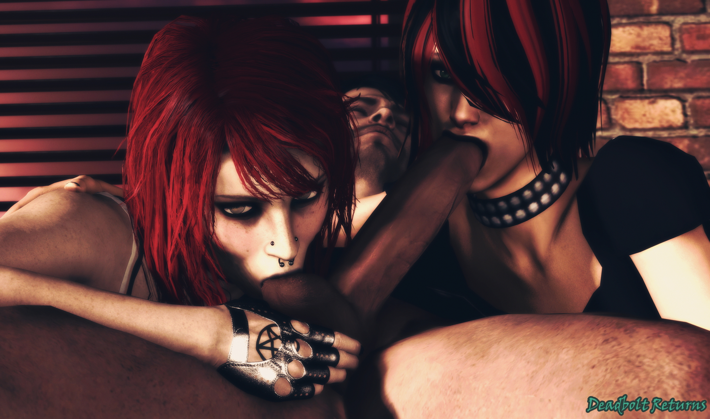 Heather and Chloe Double Up on Damien (Sextape in Hell) Heather Morrison Chloe Glidewell Sextape In Hell Original Character Original Series Sfm Source Filmmaker Rule34 Nsfw 3d Porn 3dnsfw Big Tittied Goth Girlfriend 3