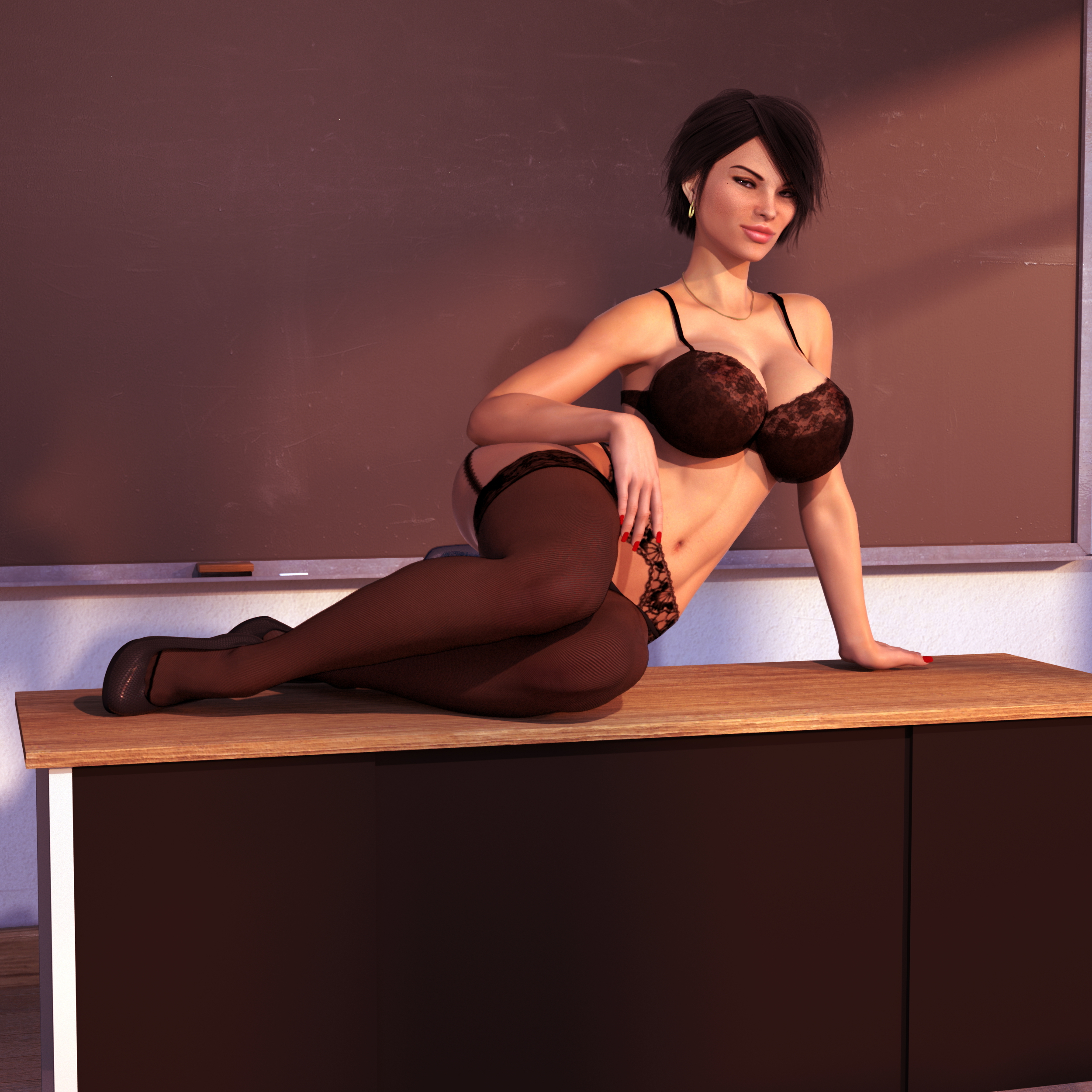 After school hours Celia Milfy City School Teacher Teacher Student Lingerie Sexy Lingerie Stockings
