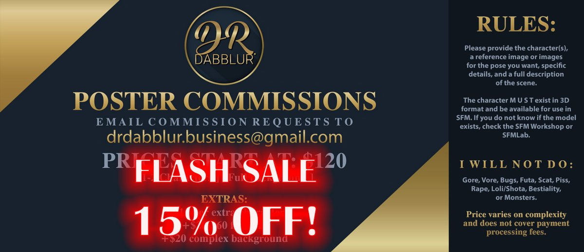Flash sale starting now 10/16/2023 for only this batch of commissions  