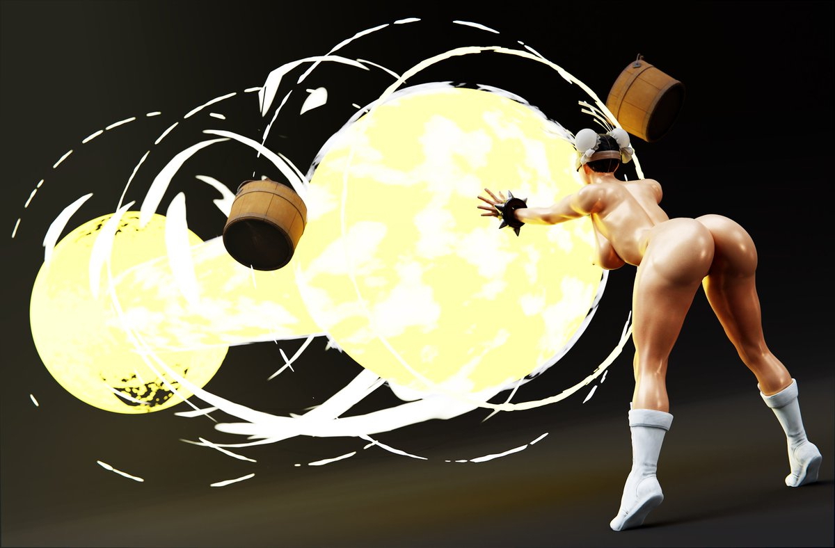 Chun-Li Ki Blast Skyarsenic Pixiv StreetFighter Blender Render Nsfwtwt Kamehameha  Training Fighting Art