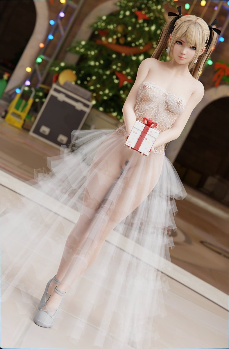 Marie Rose Present For You Skyarsenic Pixiv Oooh I wonder what it is 3DCG MarieRose DOA Christmas Blender render nsfwtwt Marie・rose Doa Christmas