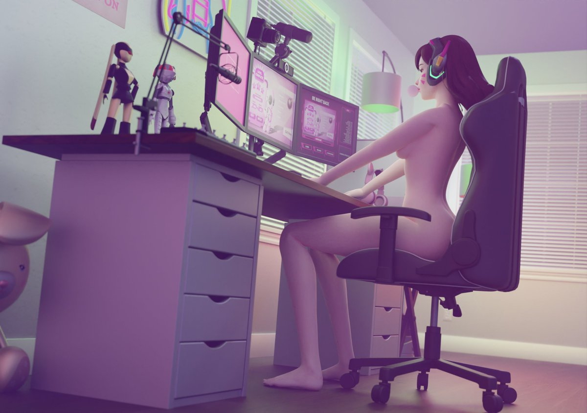 Late Night Gaming Skyarsenic Testing out Volumetric Lighting Blender Overwatch DVA Overwatch Lewd Overwatch Gaming