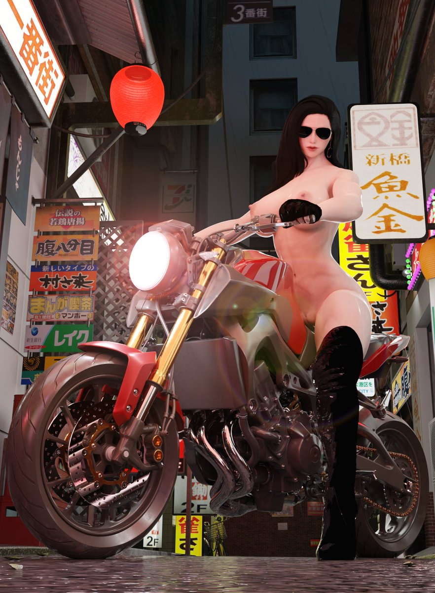 Biker Girl Skyarsenic Pixiv Blender Level Up 3DCG  Motorcycle Art Drawing Render