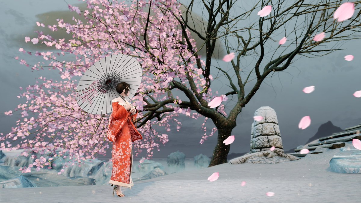 Under The Cherry Blossom Tree Skyarsenic Pixiv Modded Skyrim Scenery Skyrim Tree